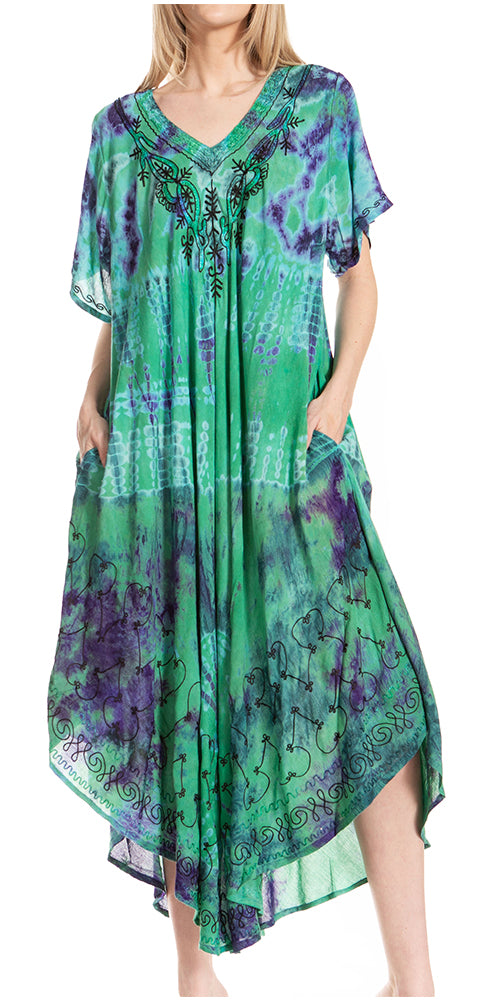 Sakkas Viveka Embroidered Caftan Dress - Concordia Style Boutique