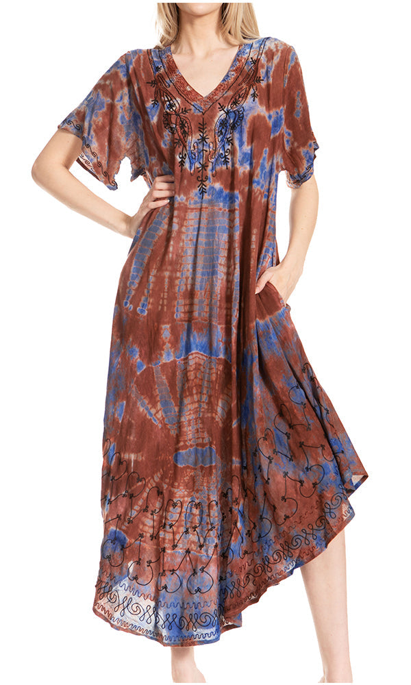 Sakkas Viveka Embroidered Caftan Dress - Concordia Style Boutique
