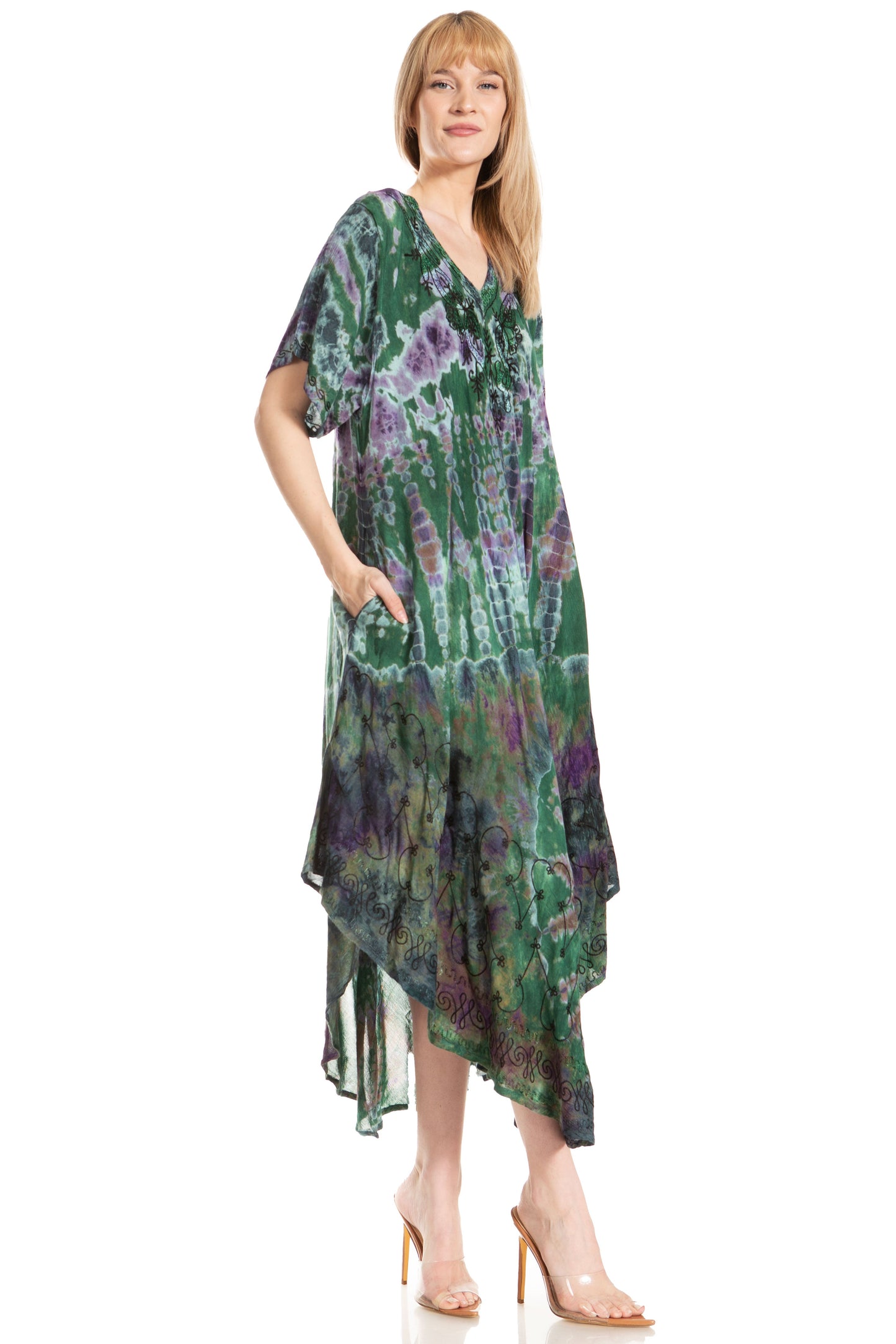 Sakkas Viveka Embroidered Caftan Dress - Concordia Style Boutique