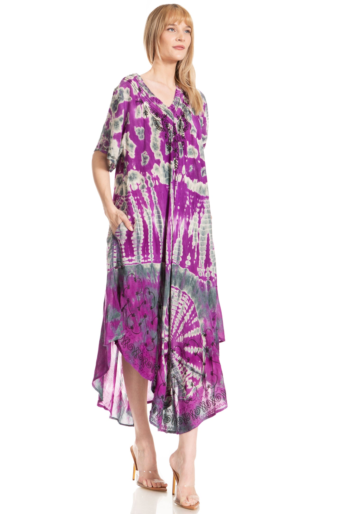 Sakkas Viveka Embroidered Caftan Dress - Concordia Style Boutique