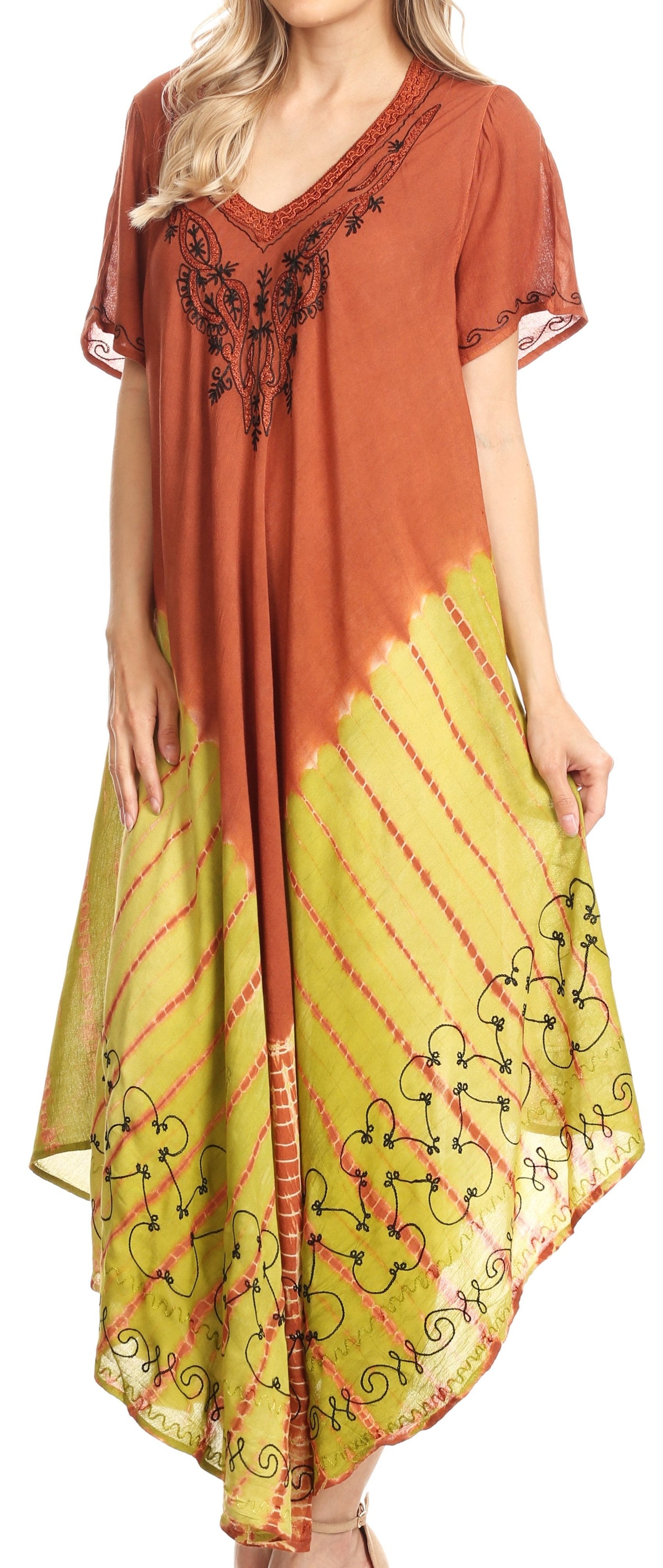 Sakkas Viveka Embroidered Caftan Dress - Concordia Style Boutique