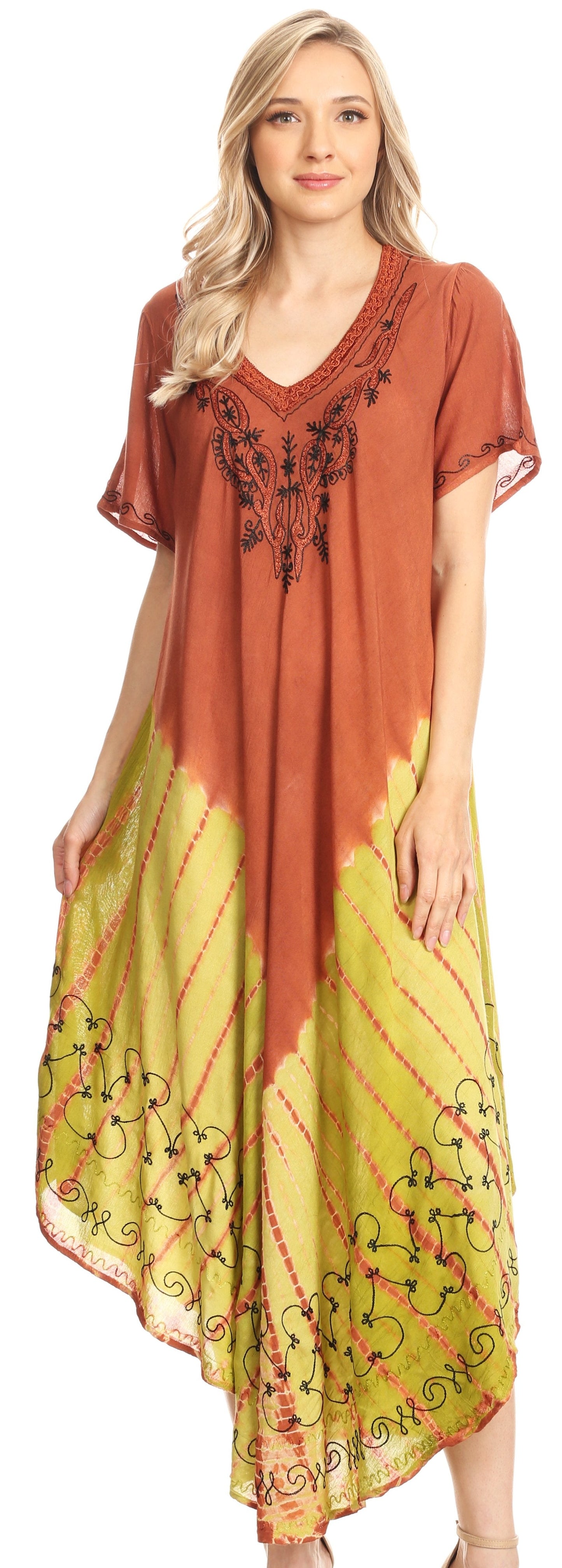 Sakkas Viveka Embroidered Caftan Dress - Concordia Style Boutique