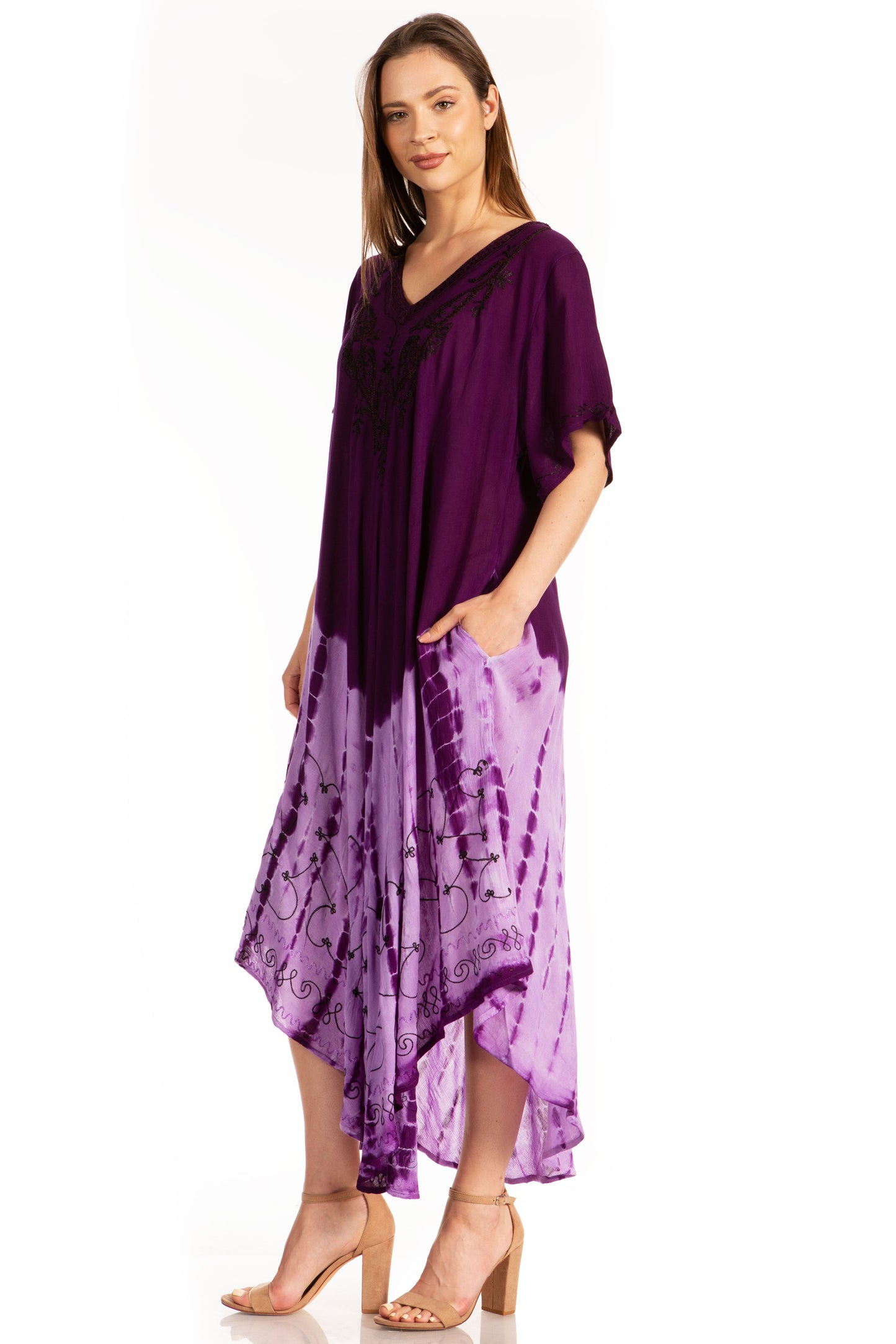 Sakkas Viveka Embroidered Caftan Dress - Concordia Style Boutique