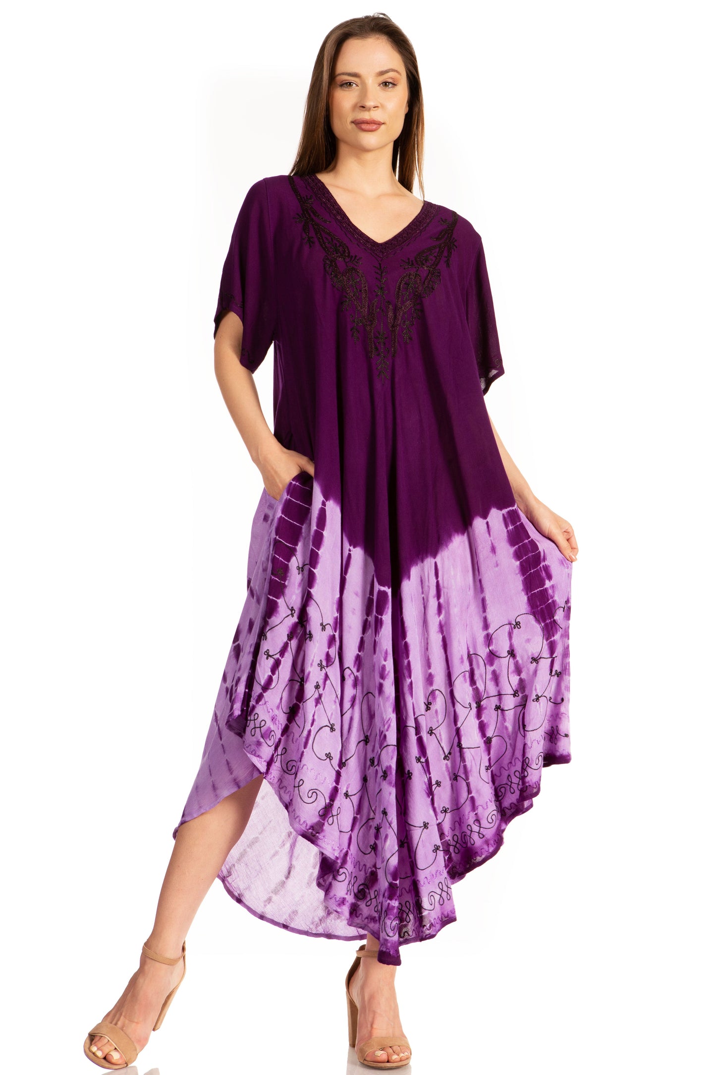 Sakkas Viveka Embroidered Caftan Dress - Concordia Style Boutique