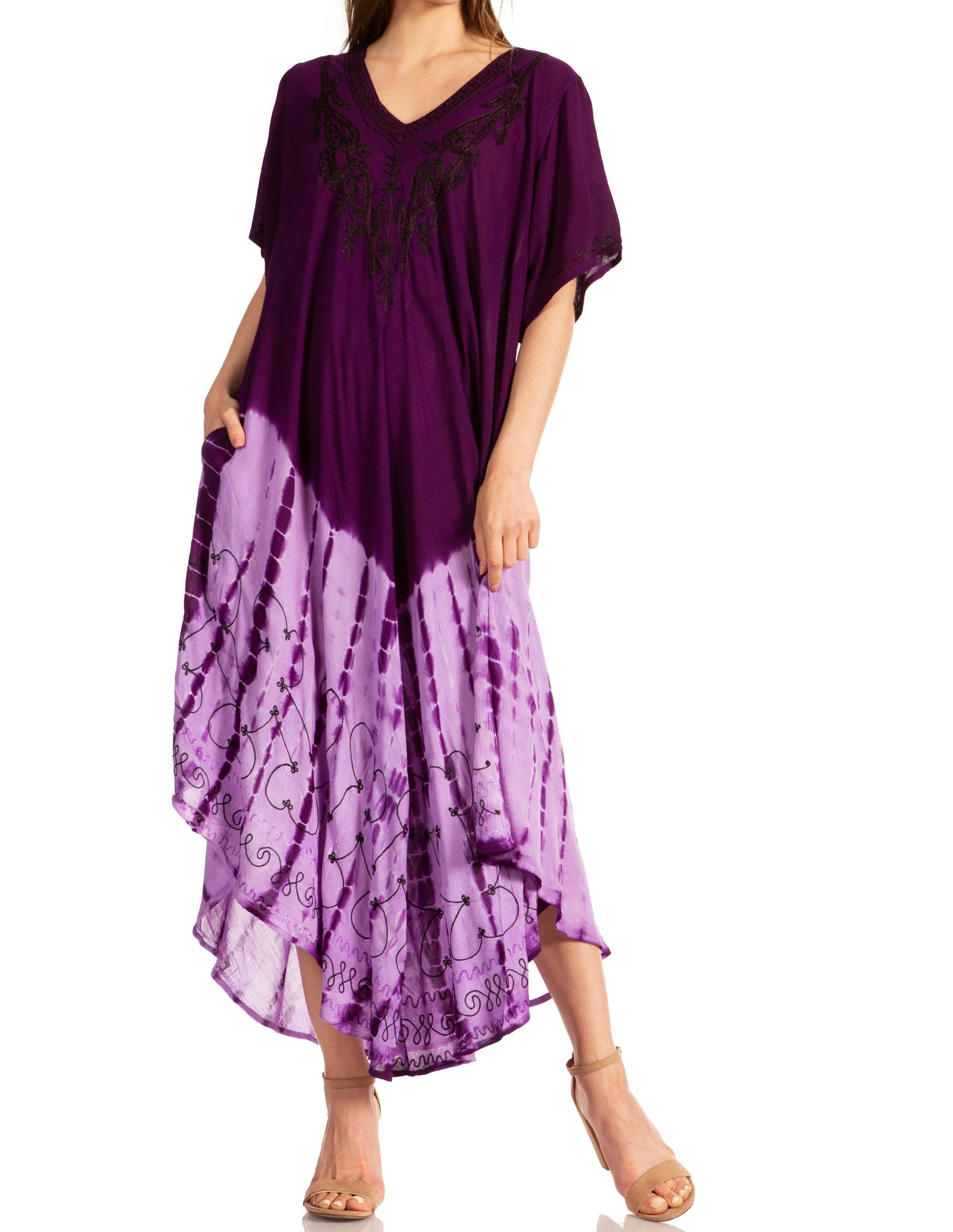 Sakkas Viveka Embroidered Caftan Dress - Concordia Style Boutique