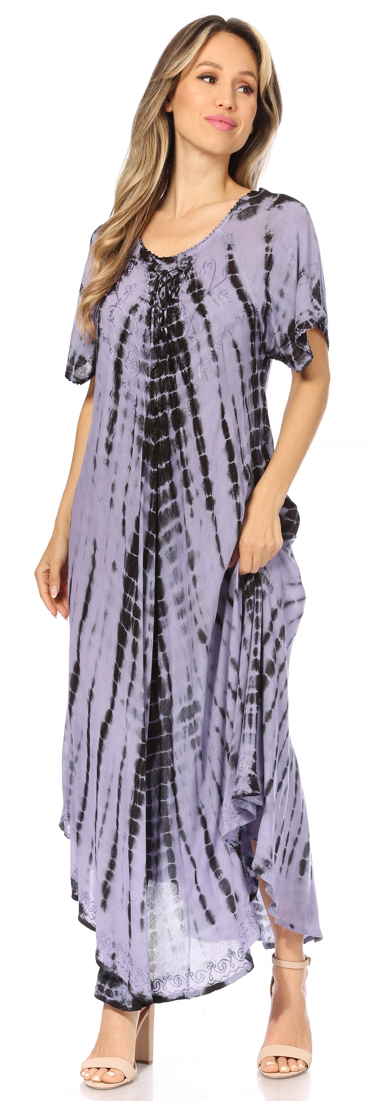 Sakkas Melika Tie Dye Caftan Dress - Concordia Style Boutique