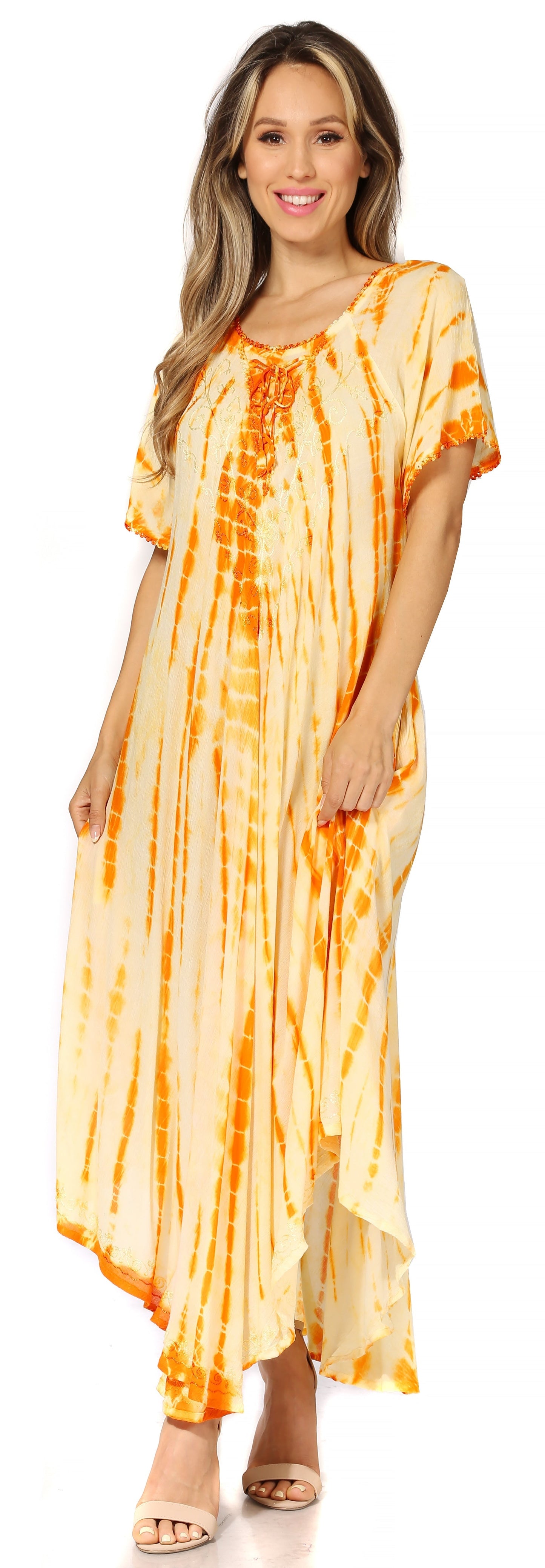 Sakkas Melika Tie Dye Caftan Dress - Concordia Style Boutique