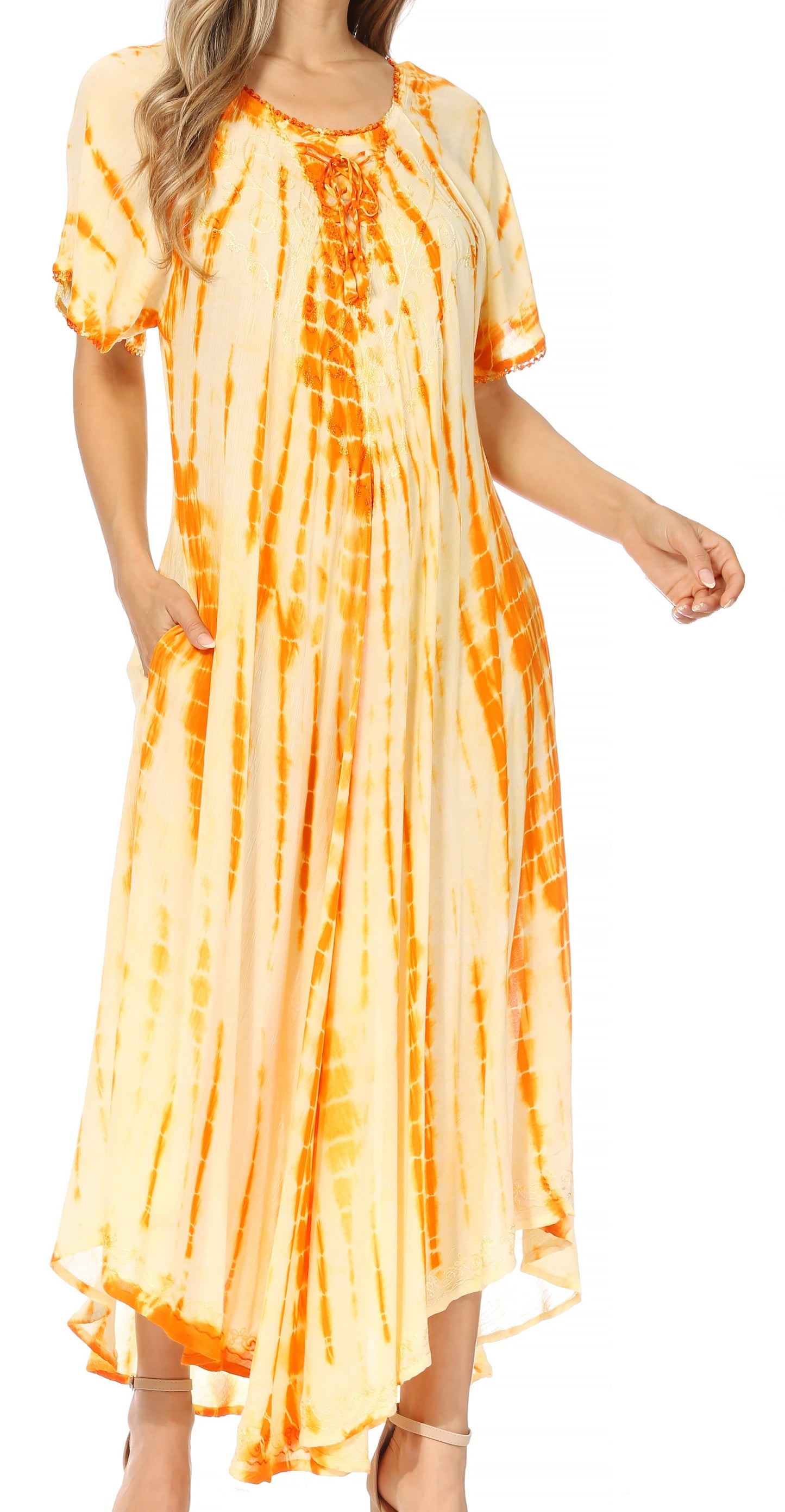 Sakkas Melika Tie Dye Caftan Dress - Concordia Style Boutique