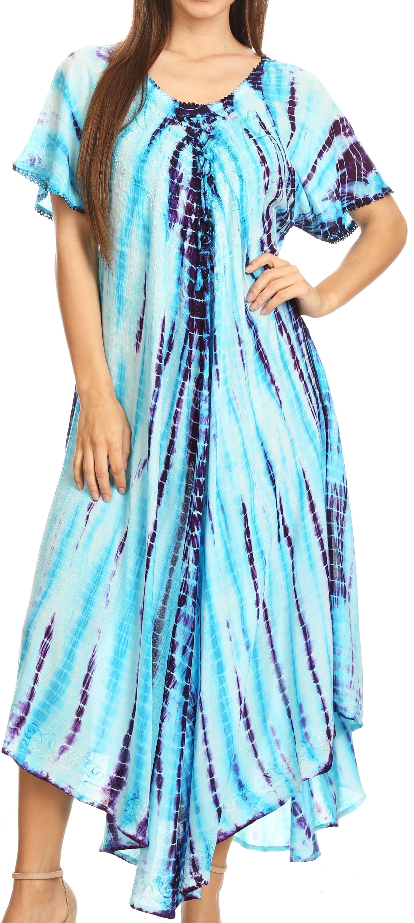Sakkas Melika Tie Dye Caftan Dress - Concordia Style Boutique