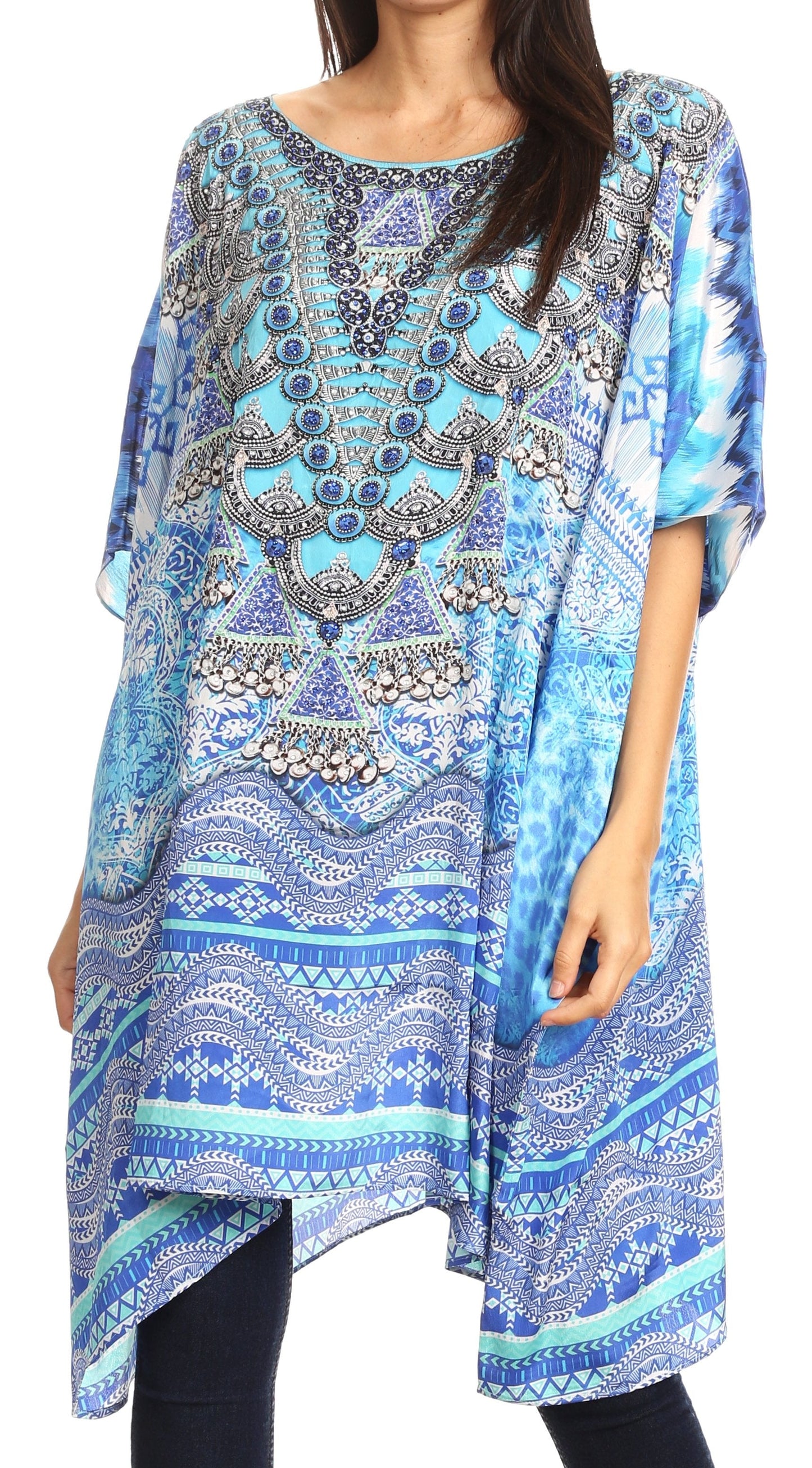Sakkas Sira Women's Casual Short Sleeve Loose Pullover Mid-Long Oversize Top Tunic - Concordia Style Boutique