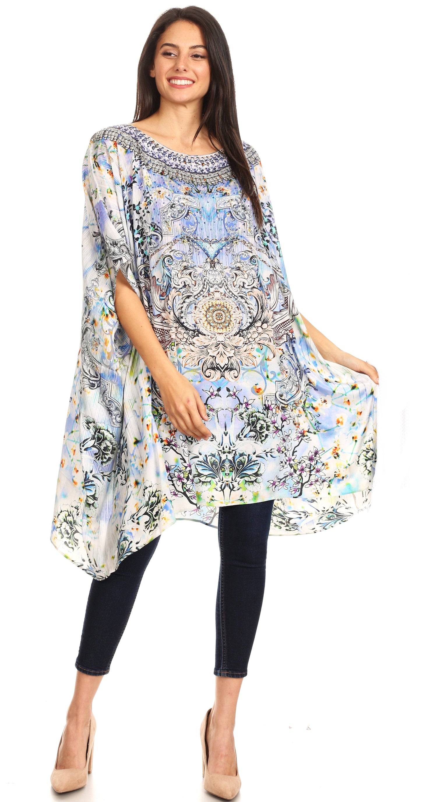 Sakkas Sira Women's Casual Short Sleeve Loose Pullover Mid-Long Oversize Top Tunic - Concordia Style Boutique