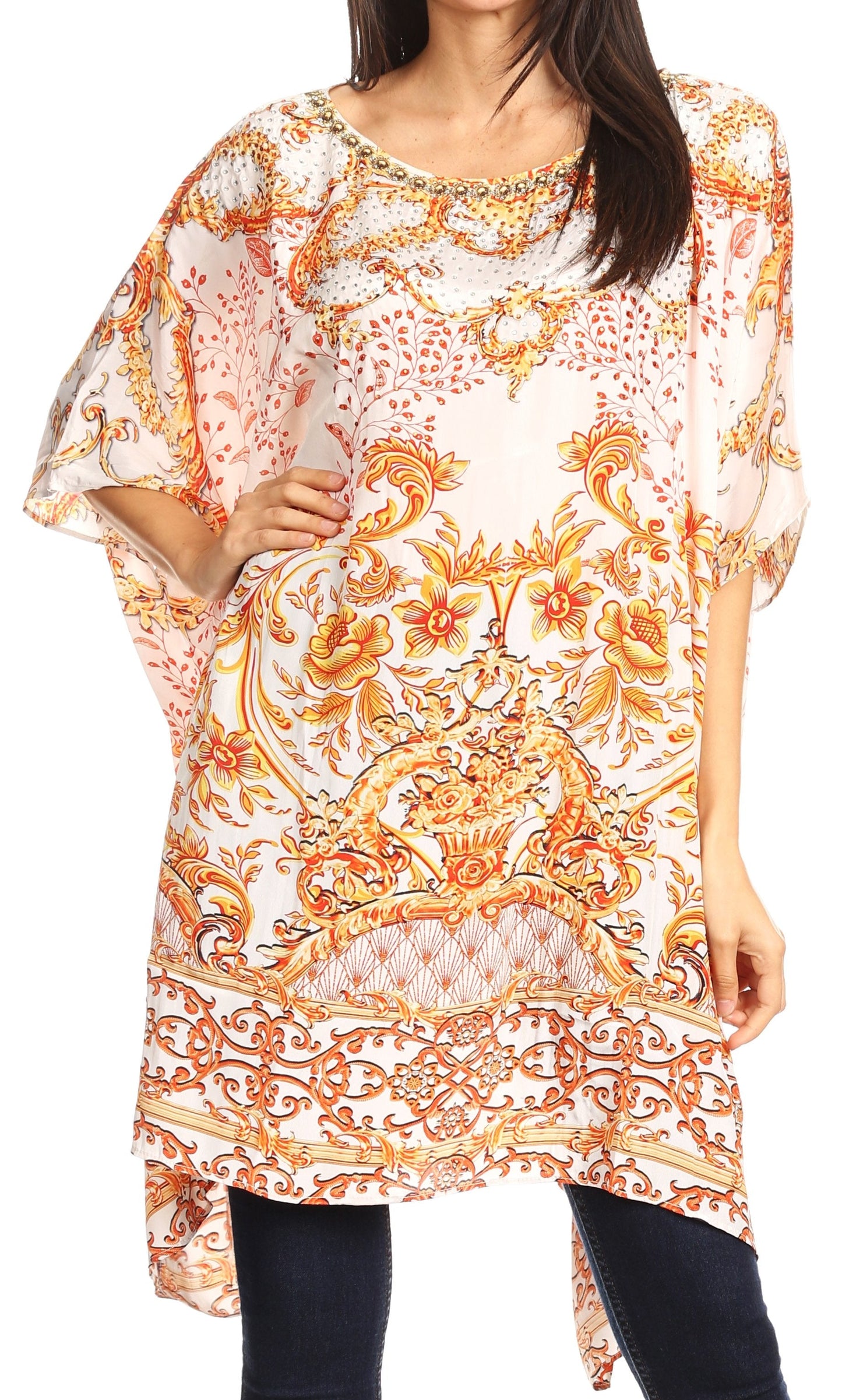 Sakkas Sira Women's Casual Short Sleeve Loose Pullover Mid-Long Oversize Top Tunic - Concordia Style Boutique