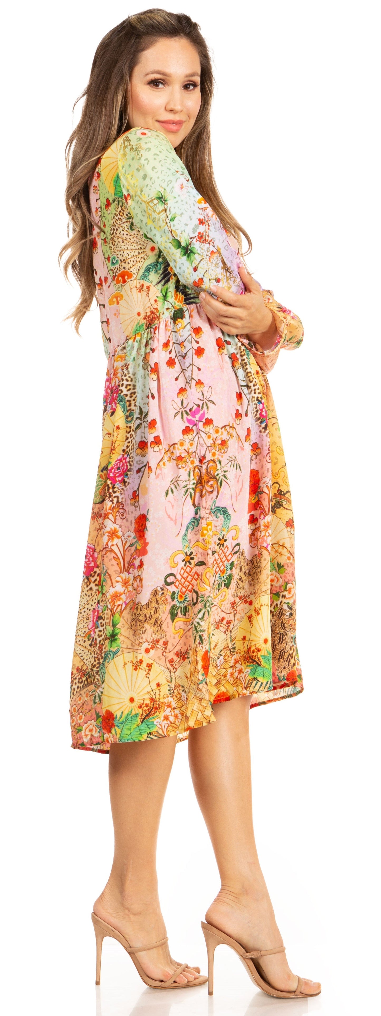Look Chic in Sakkas Jules Women's Long Sleeve Floral Midi Dress - Concordia Style Boutique