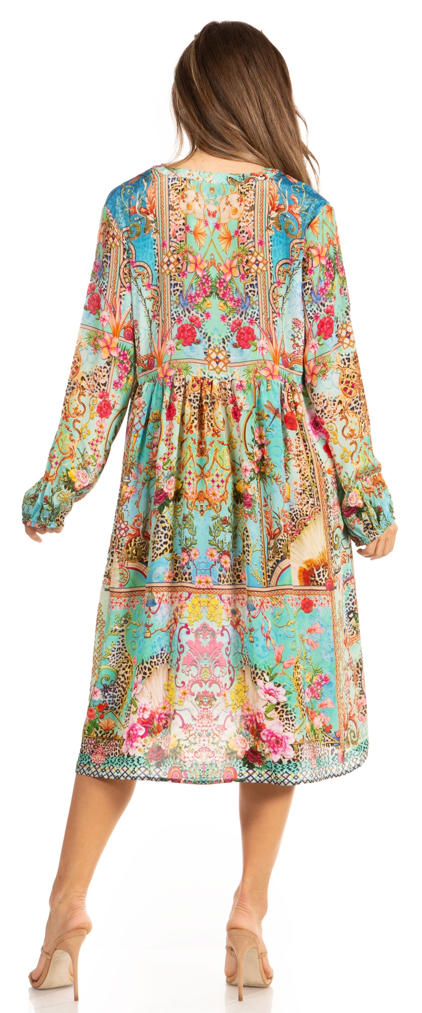 Look Chic in Sakkas Jules Women's Long Sleeve Floral Midi Dress - Concordia Style Boutique