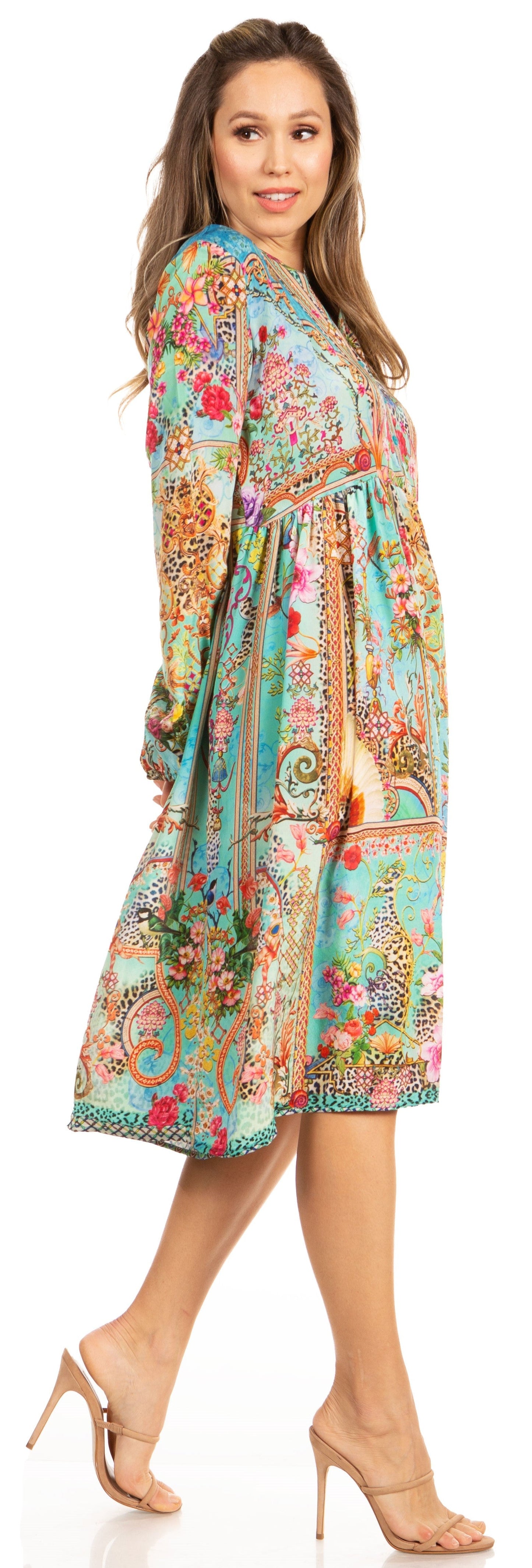 Look Chic in Sakkas Jules Women's Long Sleeve Floral Midi Dress - Concordia Style Boutique