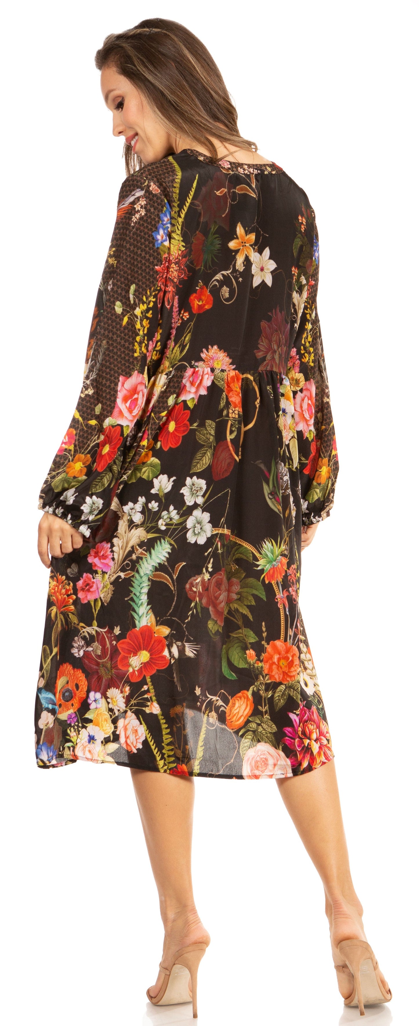Look Chic in Sakkas Jules Women's Long Sleeve Floral Midi Dress - Concordia Style Boutique