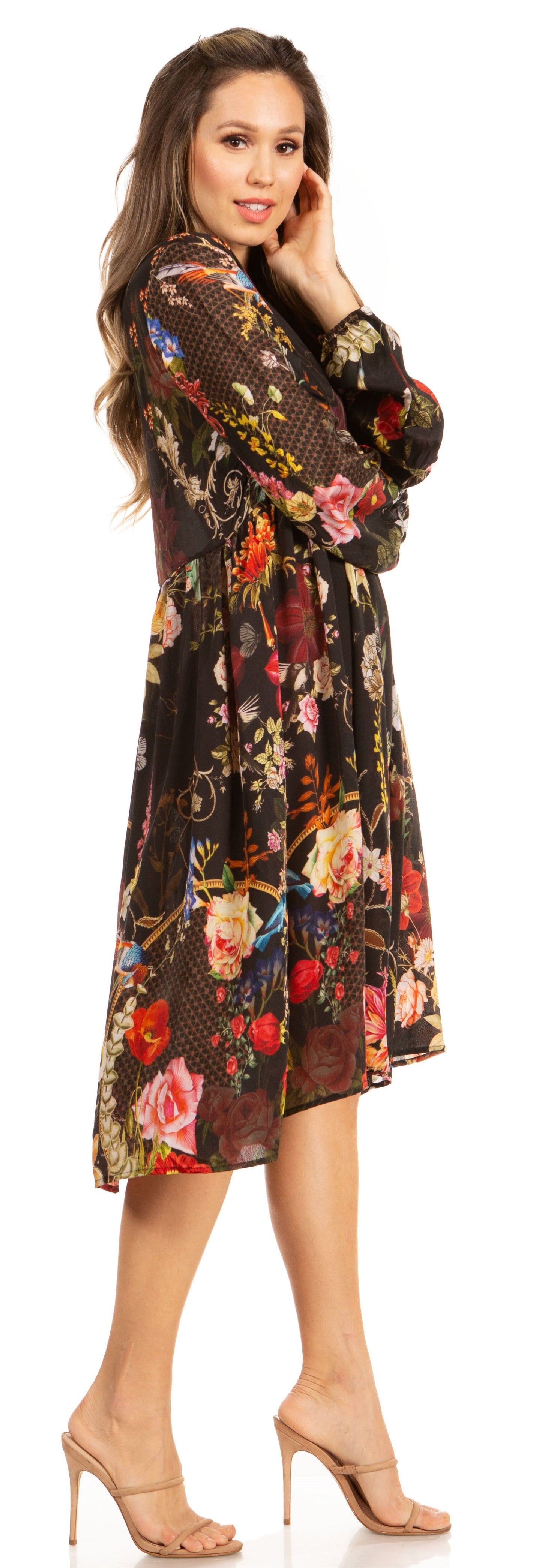 Look Chic in Sakkas Jules Women's Long Sleeve Floral Midi Dress - Concordia Style Boutique