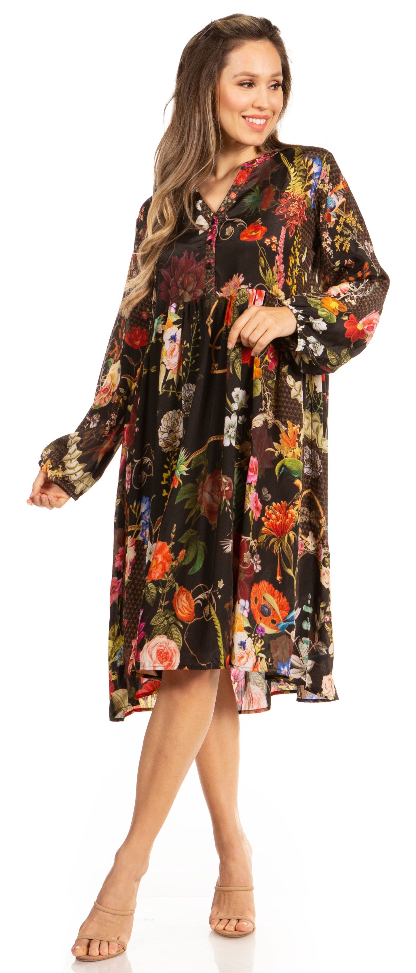 Look Chic in Sakkas Jules Women's Long Sleeve Floral Midi Dress - Concordia Style Boutique