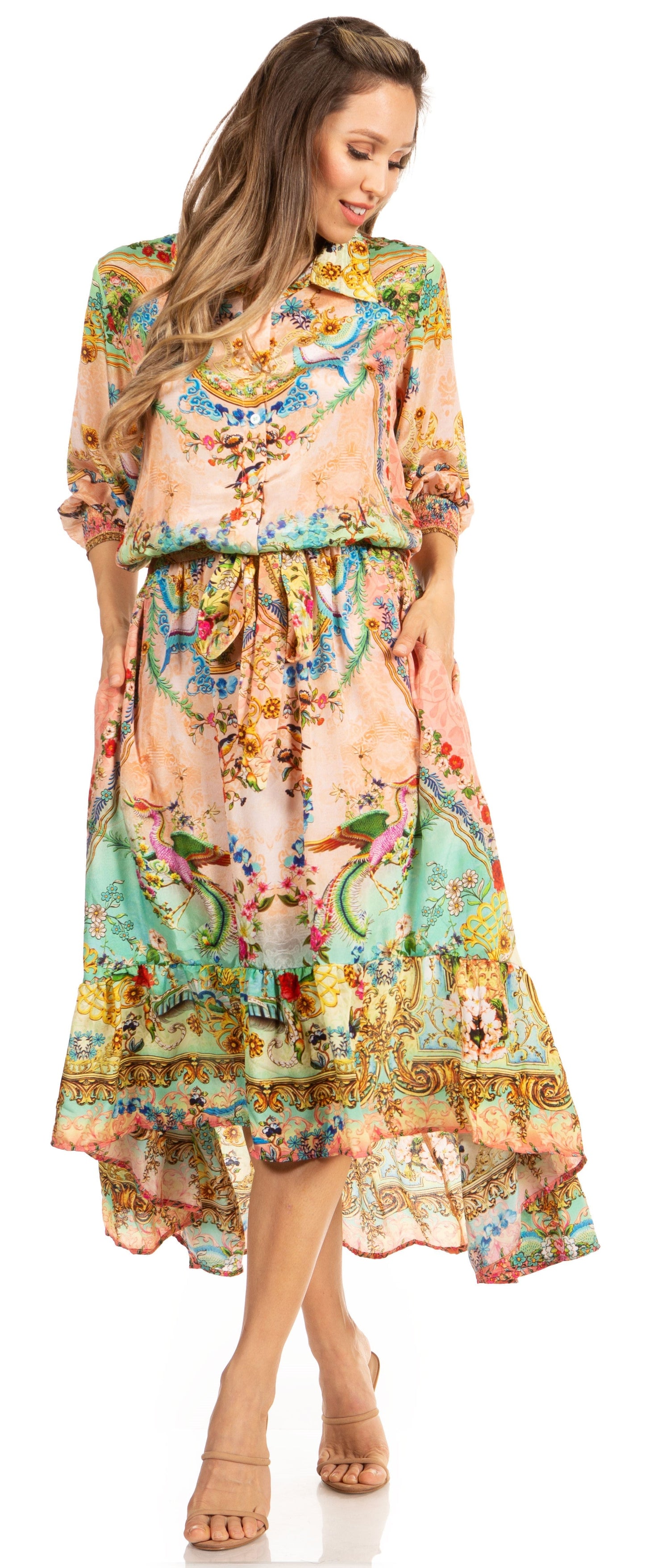 Sakkas Andreas Women's Maxi Dress with Ruffles and Buttons - Concordia Style Boutique