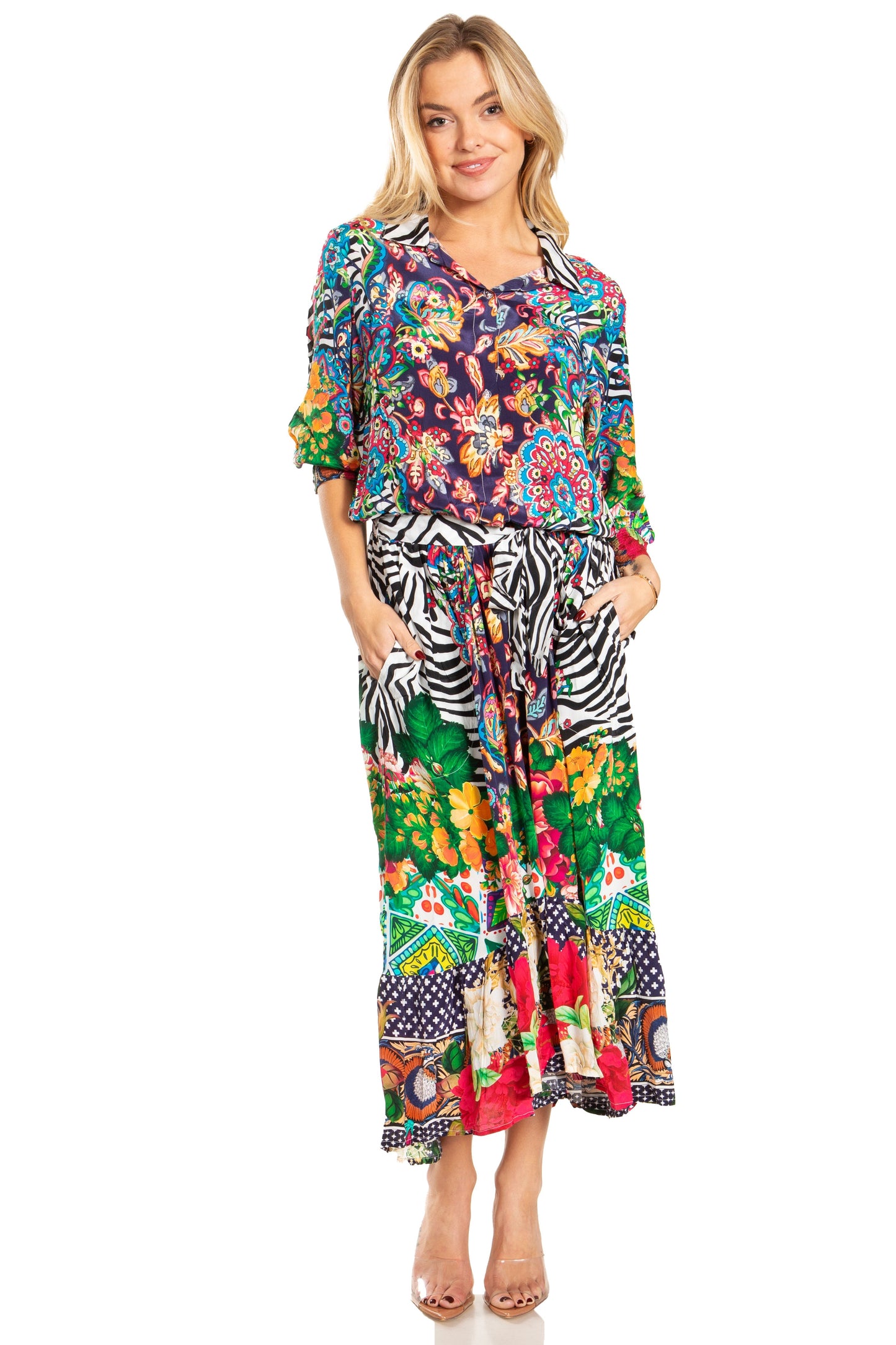 Sakkas Andreas Women's Maxi Dress with Ruffles and Buttons - Concordia Style Boutique