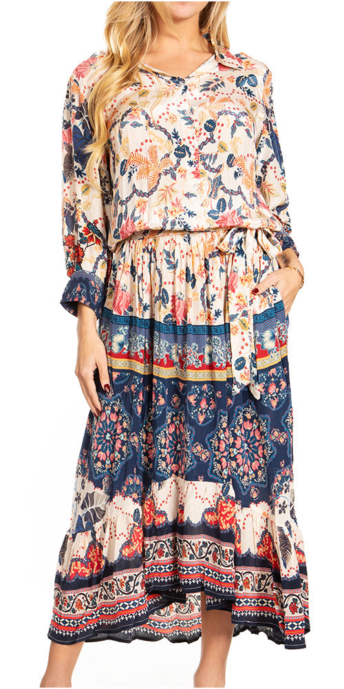 Sakkas Andreas Women's Maxi Dress with Ruffles and Buttons - Concordia Style Boutique