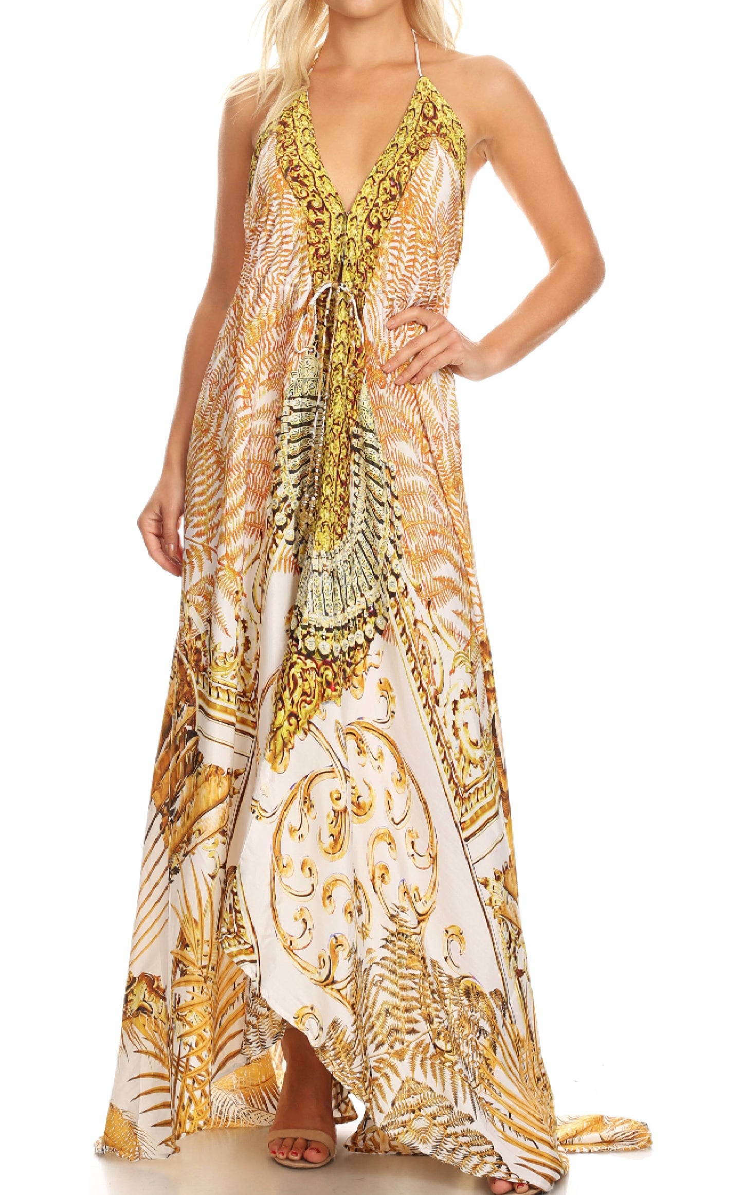 Sakkas Lizi Womens Maxi High-low Halter Handkerchief Long Dress Beach Party - Concordia Style Boutique