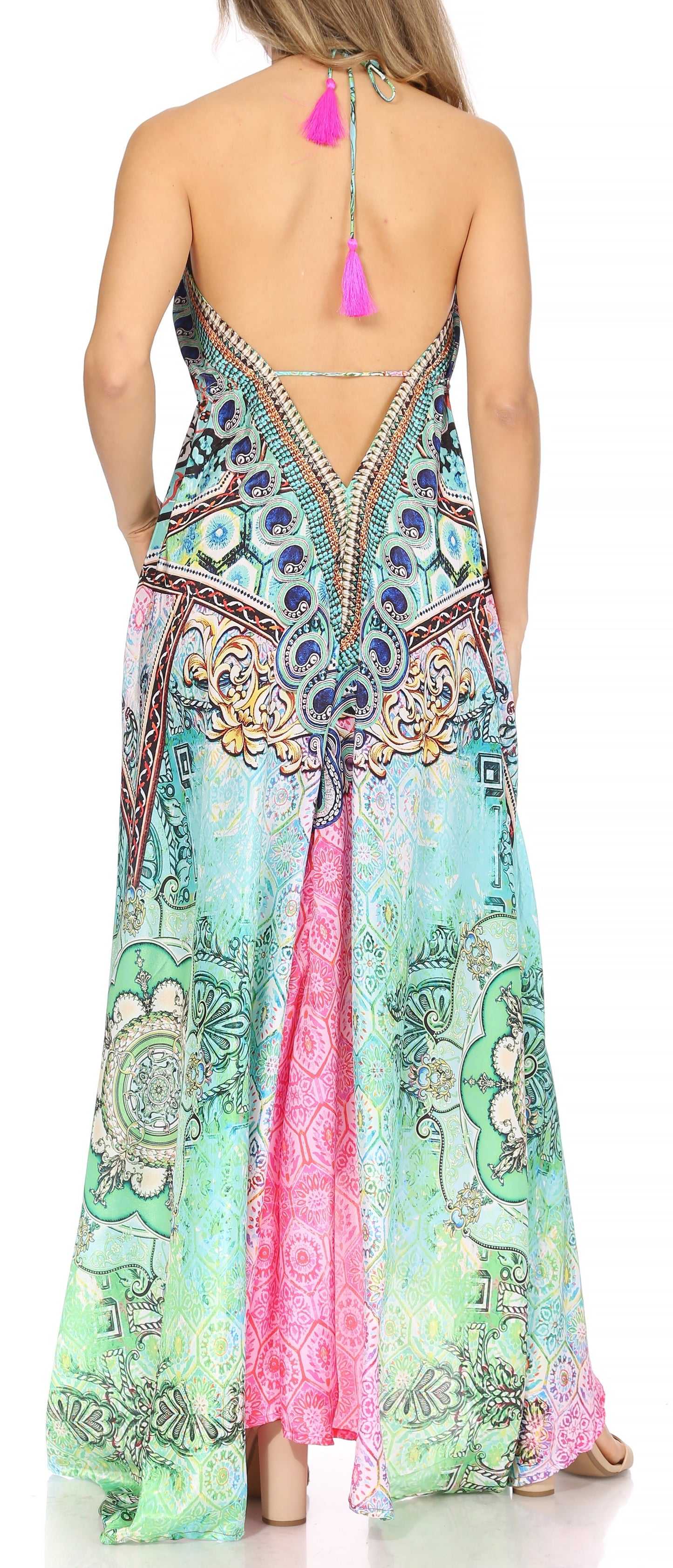 Sakkas Lizi Womens Maxi High-low Halter Handkerchief Long Dress Beach Party - Concordia Style Boutique