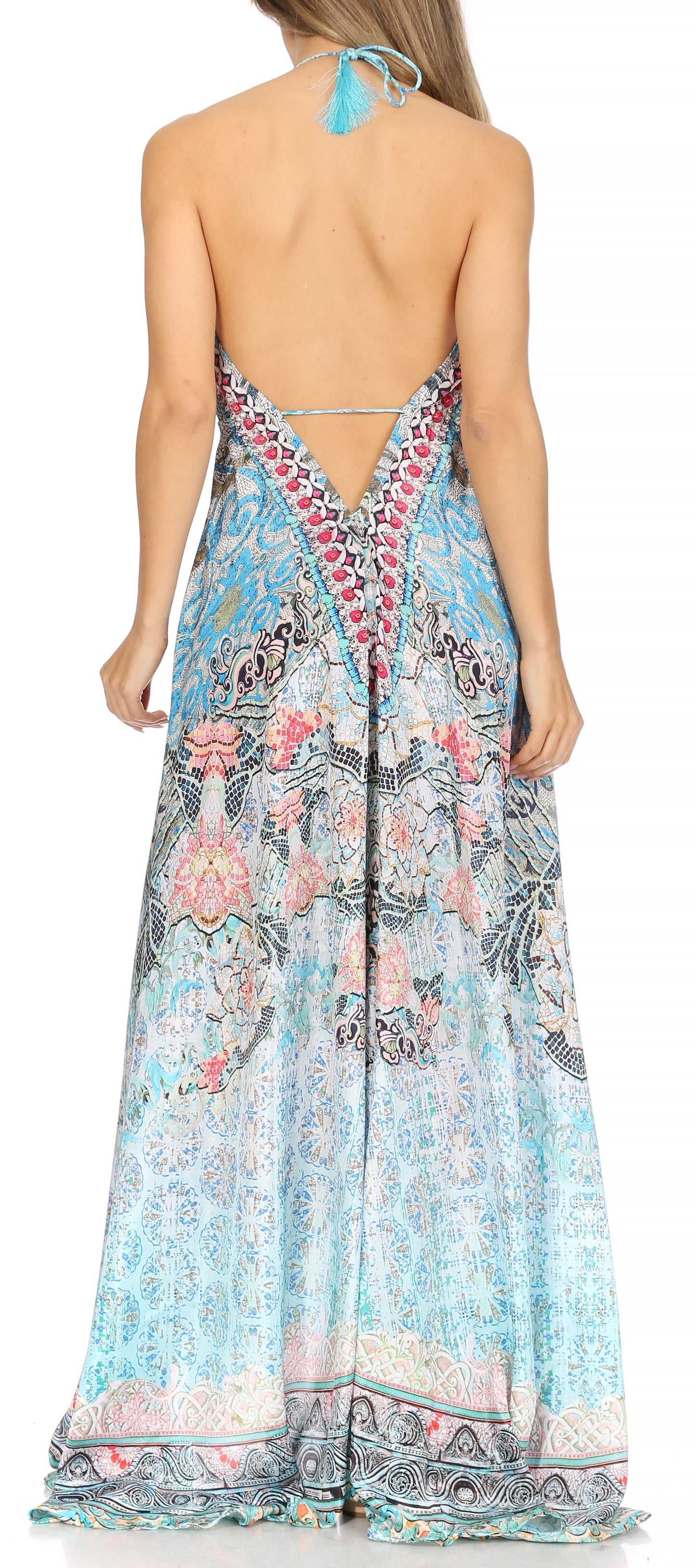 Sakkas Lizi Womens Maxi High-low Halter Handkerchief Long Dress Beach Party - Concordia Style Boutique