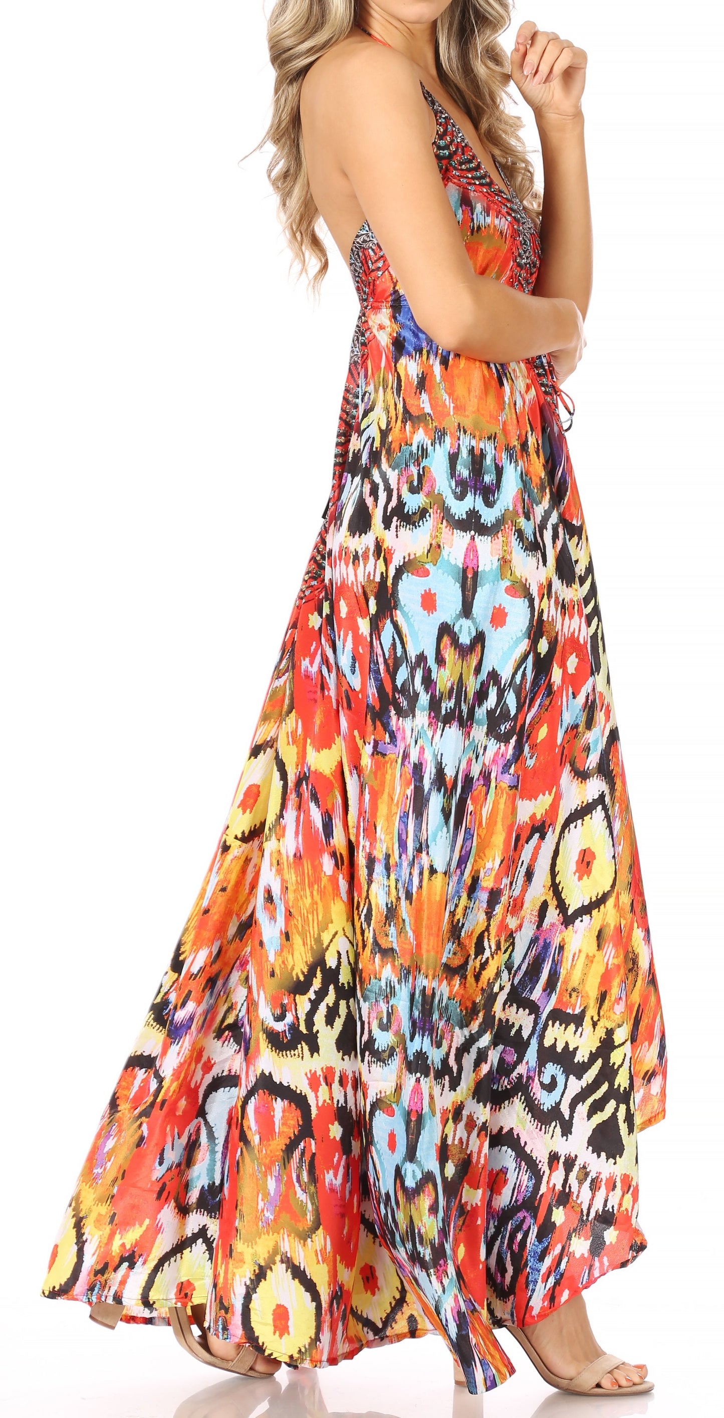 Sakkas Lizi Womens Maxi High-low Halter Handkerchief Long Dress Beach Party - Concordia Style Boutique