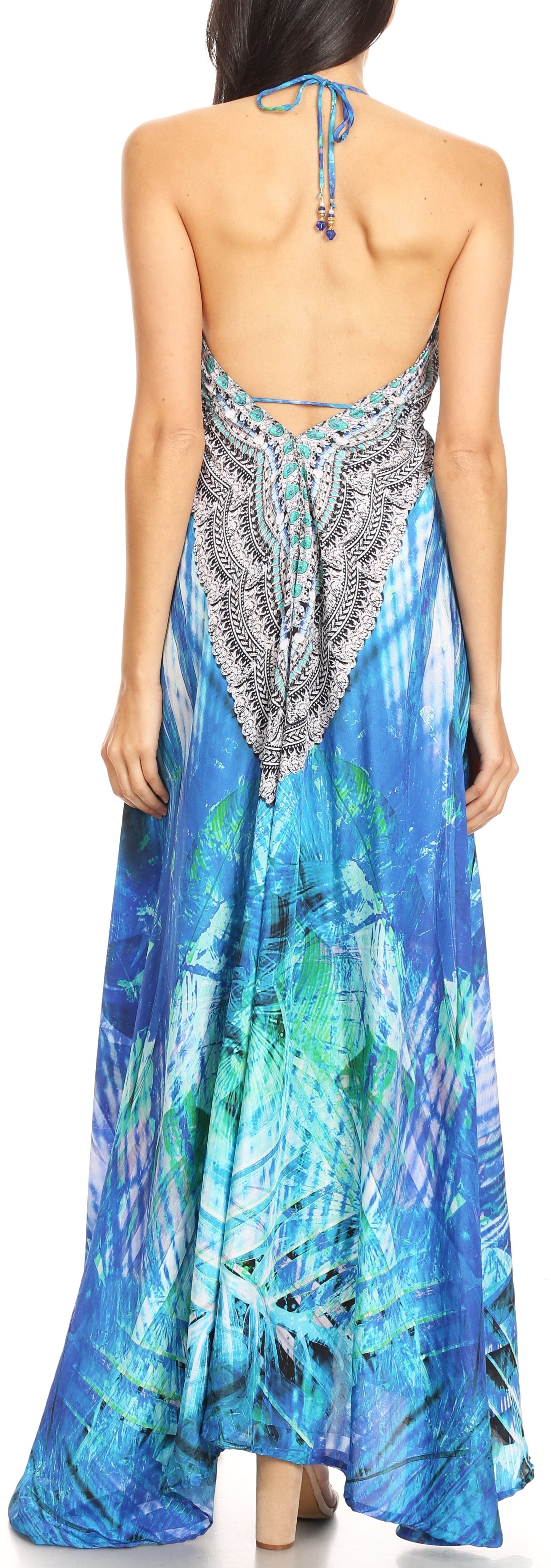 Sakkas Lizi Womens Maxi High-low Halter Handkerchief Long Dress Beach Party - Concordia Style Boutique