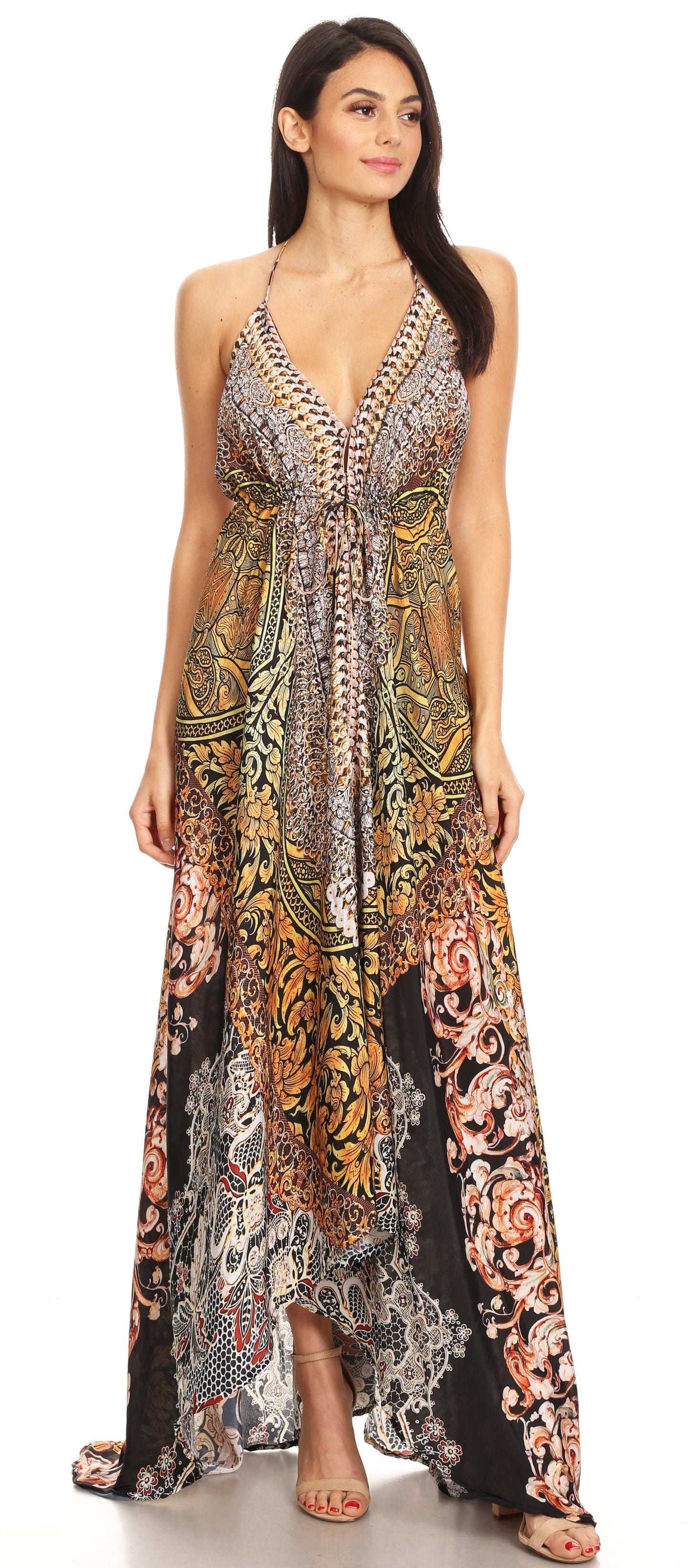 Sakkas Lizi Womens Maxi High-low Halter Handkerchief Long Dress Beach Party - Concordia Style Boutique