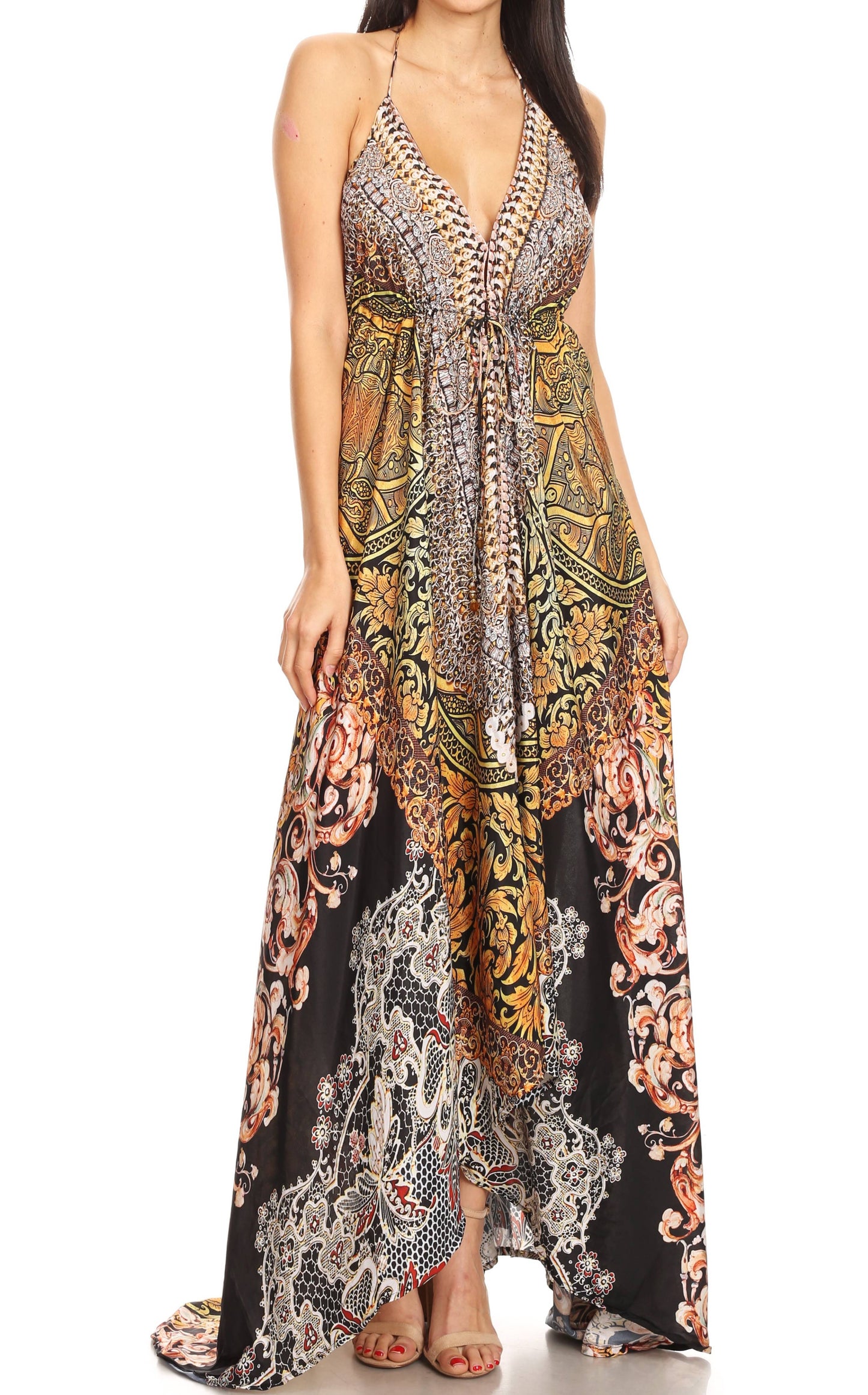 Sakkas Lizi Womens Maxi High-low Halter Handkerchief Long Dress Beach Party - Concordia Style Boutique