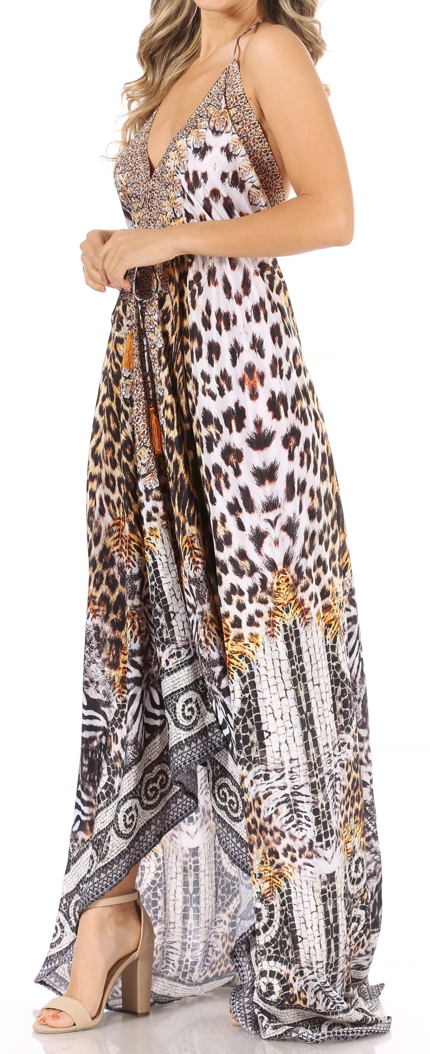 Sakkas Lizi Womens Maxi High-low Halter Handkerchief Long Dress Beach Party - Concordia Style Boutique