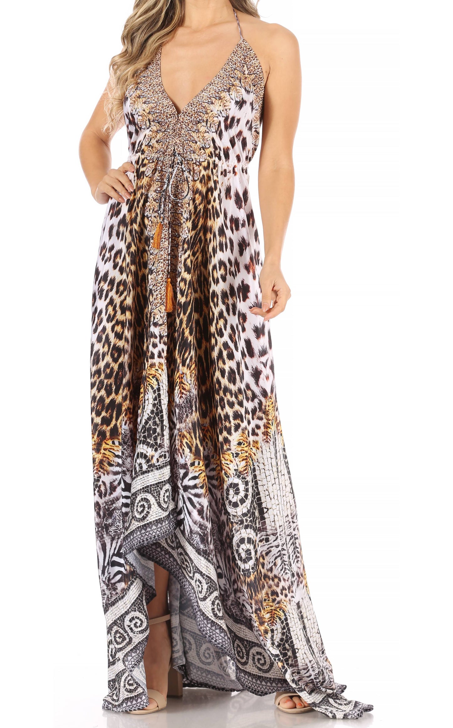 Sakkas Lizi Womens Maxi High-low Halter Handkerchief Long Dress Beach Party - Concordia Style Boutique