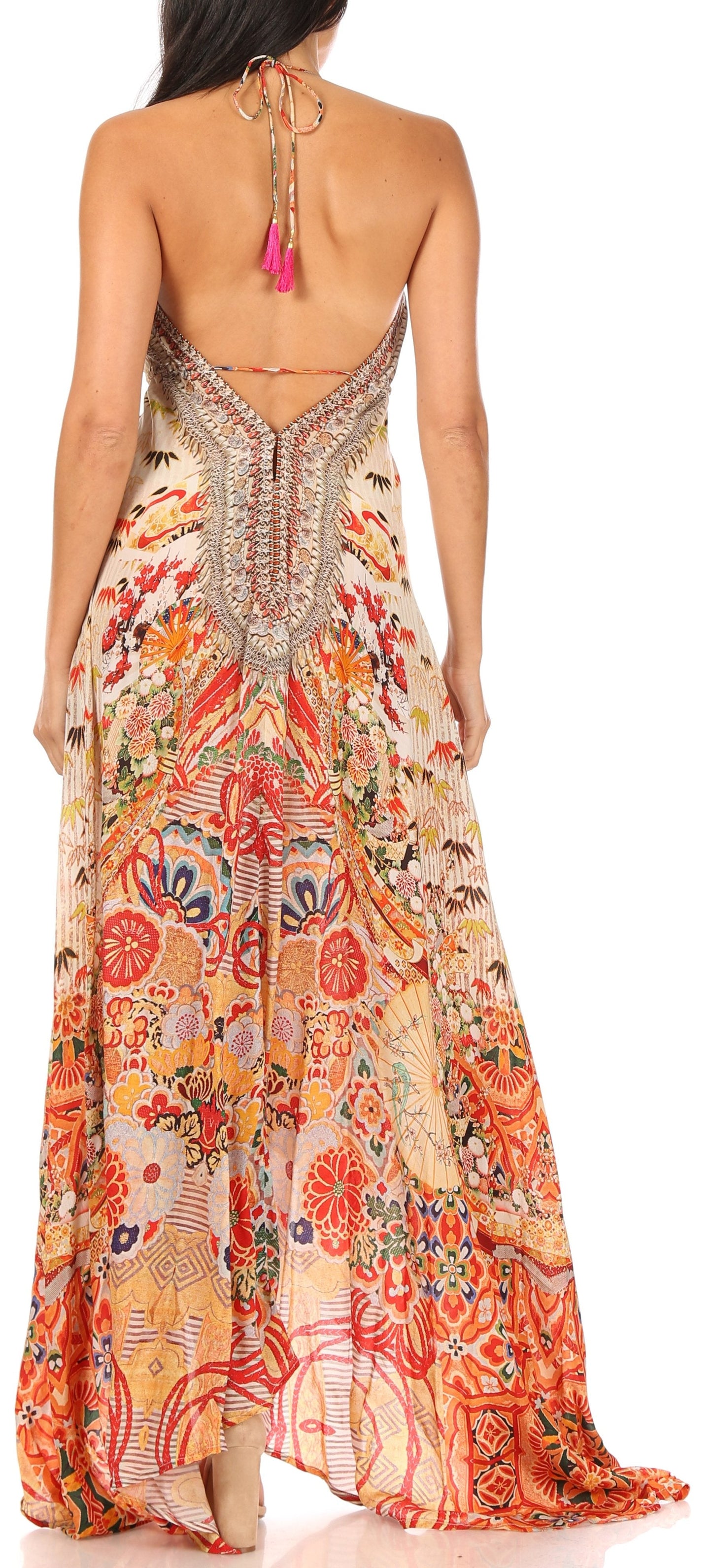 Sakkas Lizi Womens Maxi High-low Halter Handkerchief Long Dress Beach Party - Concordia Style Boutique
