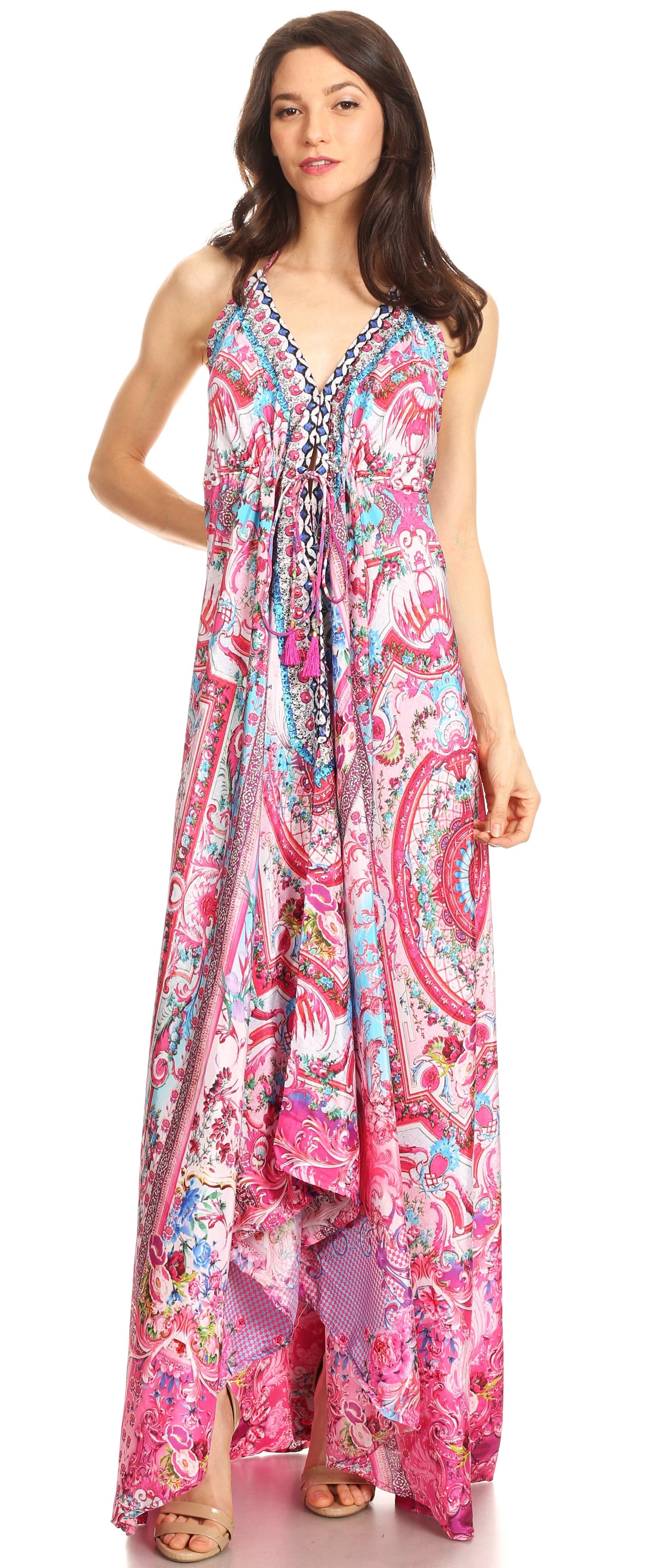 Sakkas Lizi Womens Maxi High-low Halter Handkerchief Long Dress Beach Party - Concordia Style Boutique