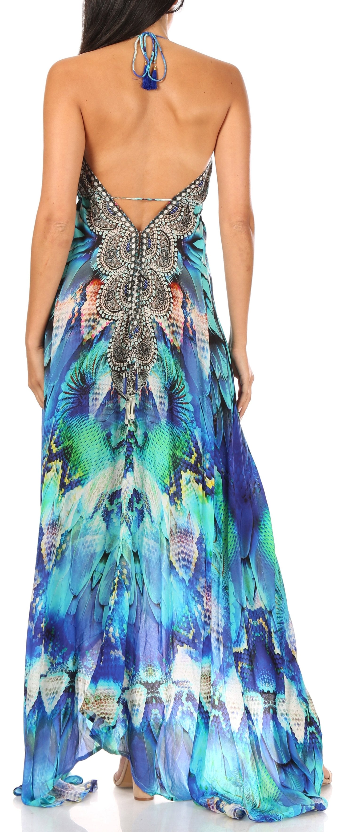 Sakkas Lizi Womens Maxi High-low Halter Handkerchief Long Dress Beach Party - Concordia Style Boutique