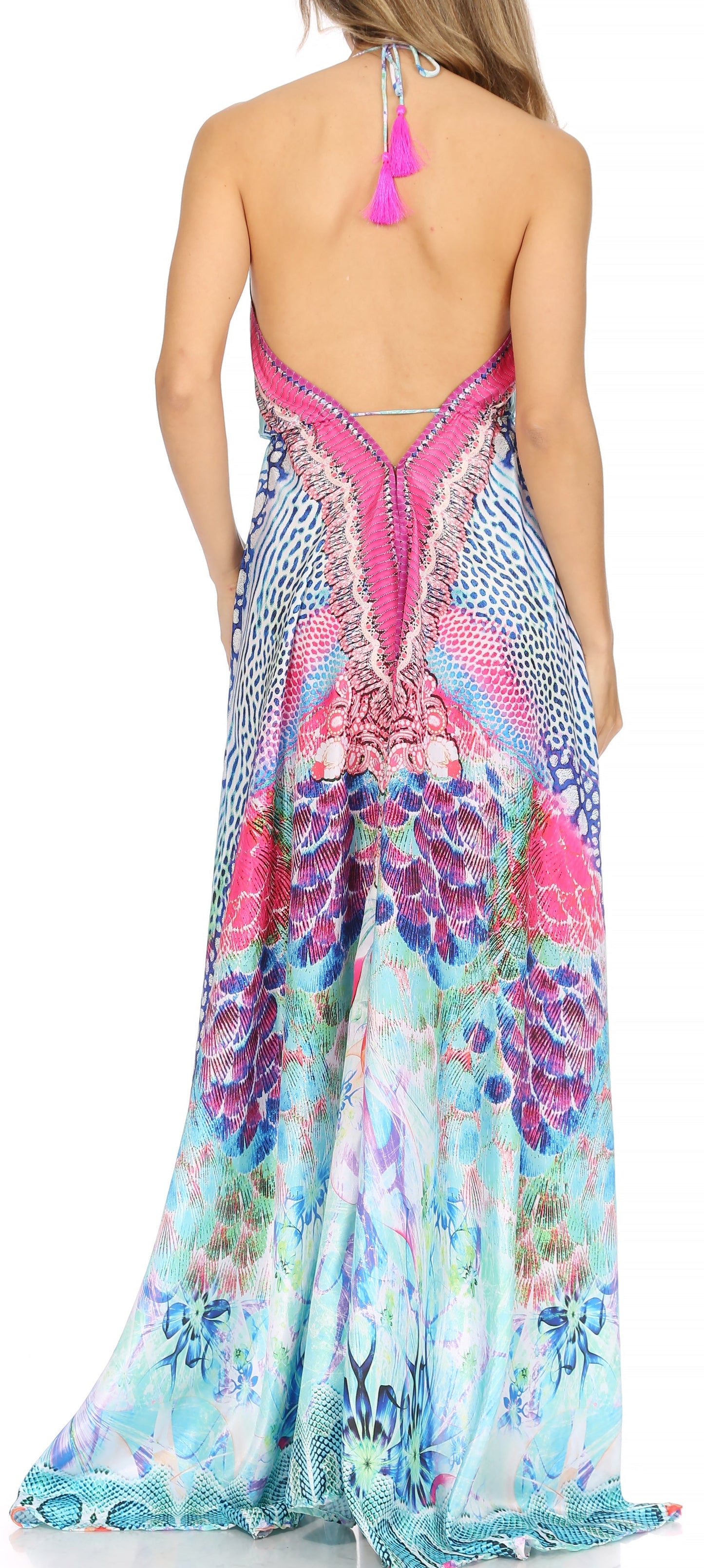 Sakkas Lizi Womens Maxi High-low Halter Handkerchief Long Dress Beach Party - Concordia Style Boutique