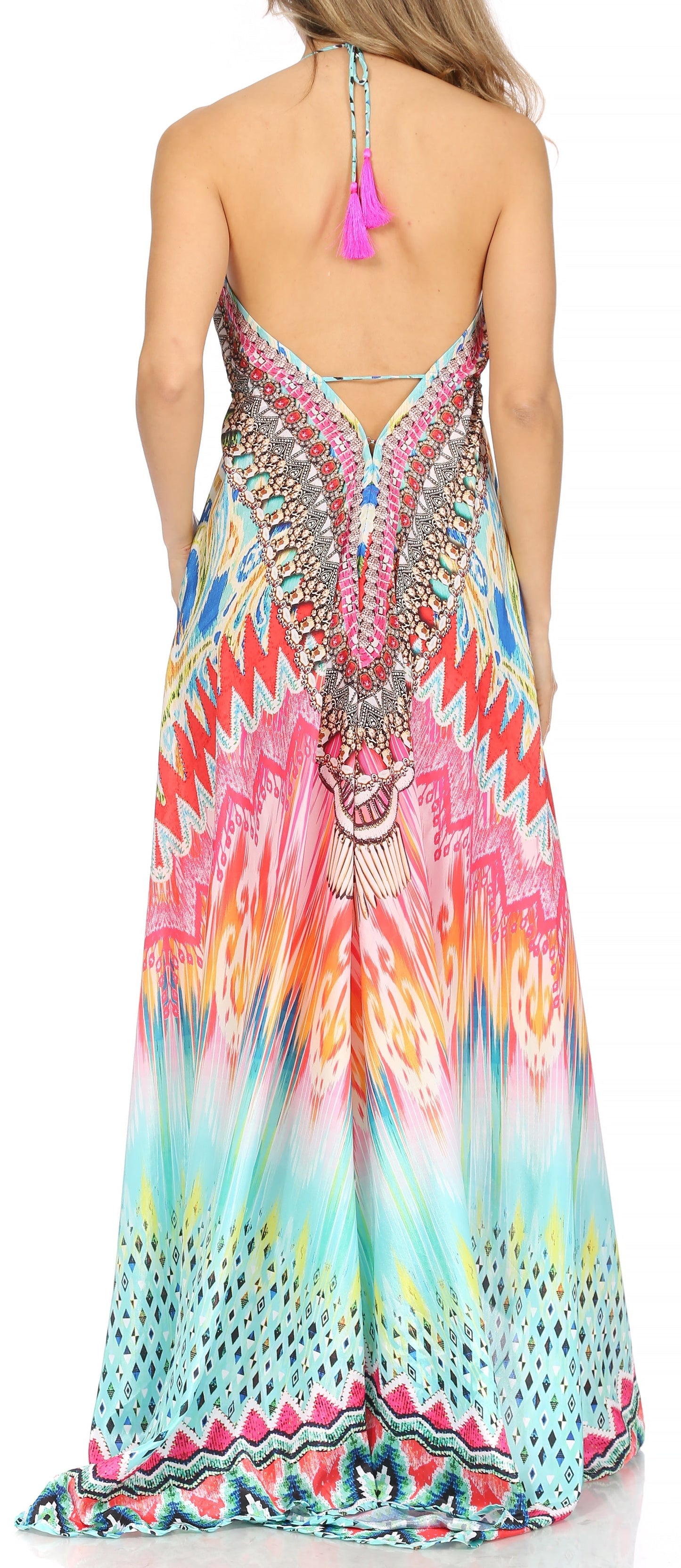 Sakkas Lizi Womens Maxi High-low Halter Handkerchief Long Dress Beach Party - Concordia Style Boutique
