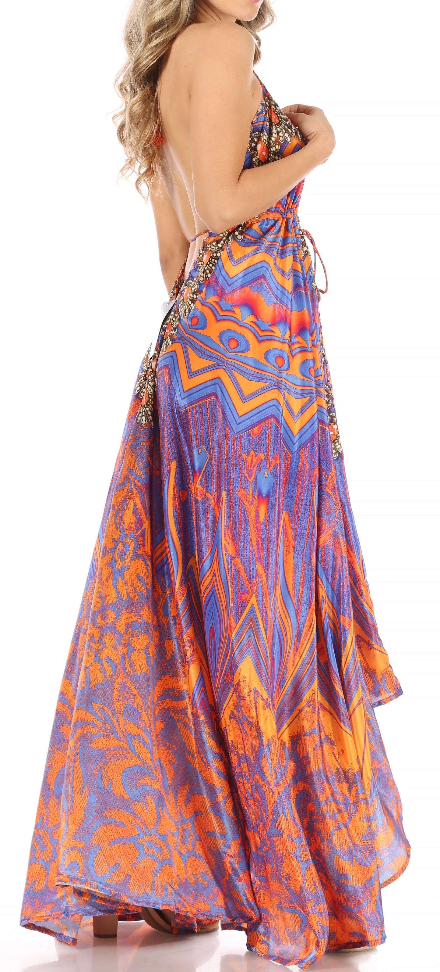 Sakkas Lizi Womens Maxi High-low Halter Handkerchief Long Dress Beach Party - Concordia Style Boutique