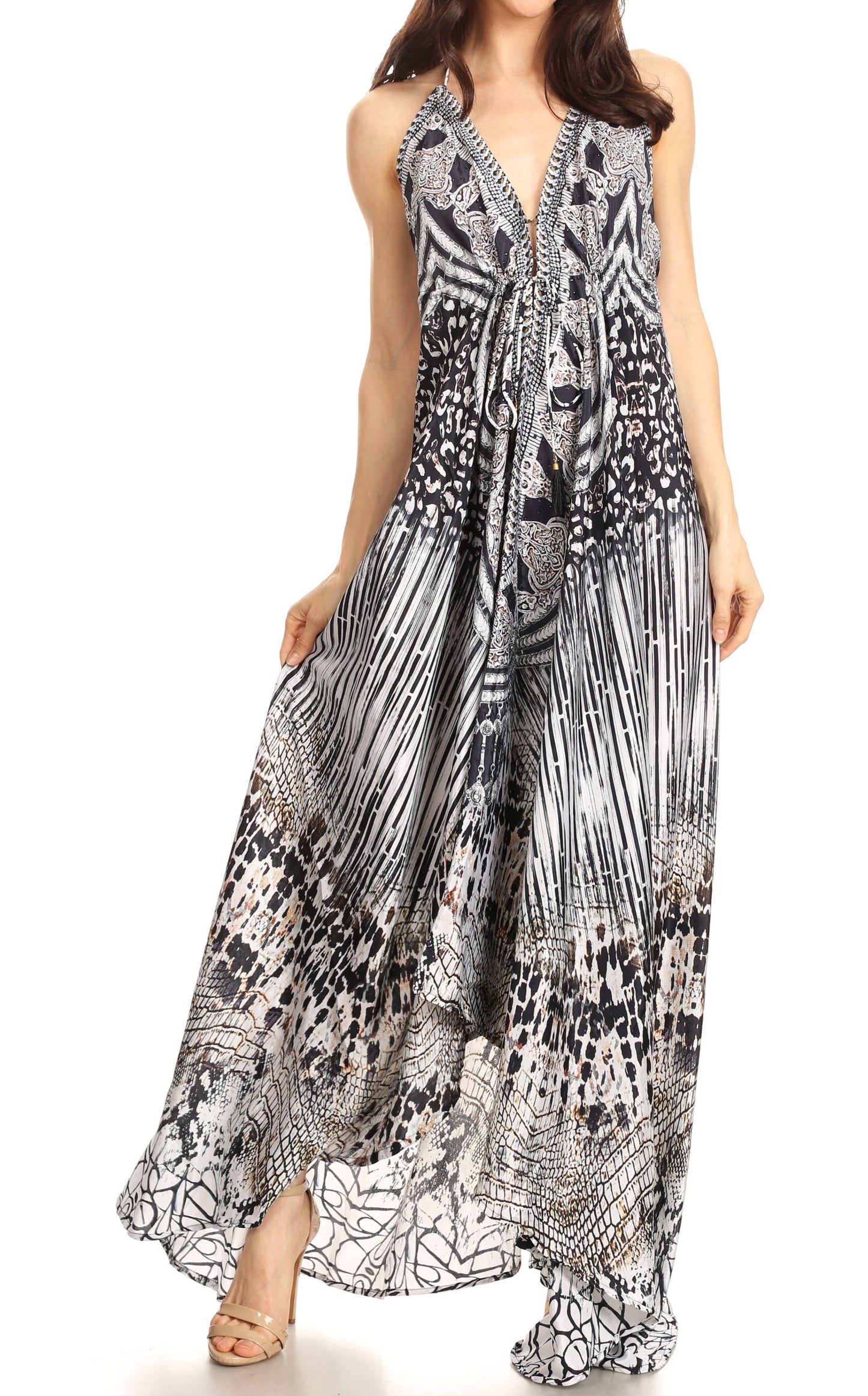 Sakkas Lizi Womens Maxi High-low Halter Handkerchief Long Dress Beach Party - Concordia Style Boutique