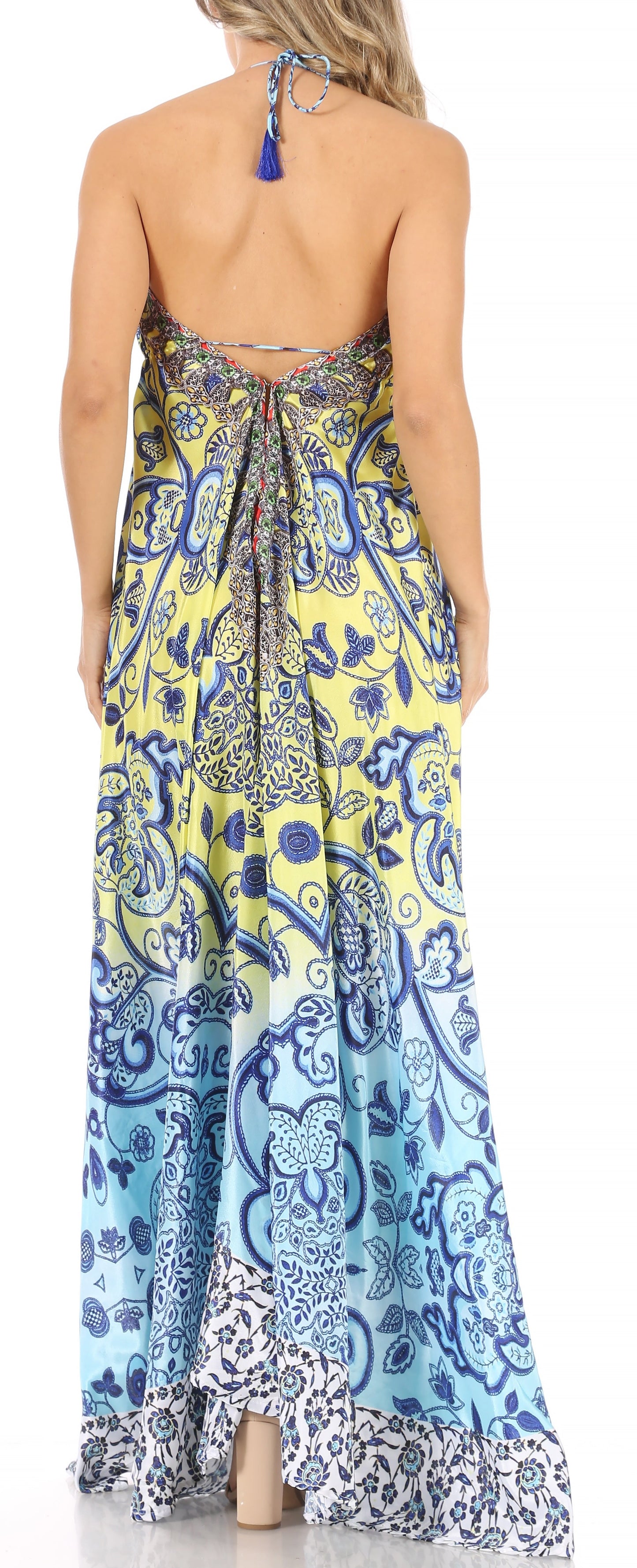 Sakkas Lizi Womens Maxi High-low Halter Handkerchief Long Dress Beach Party - Concordia Style Boutique