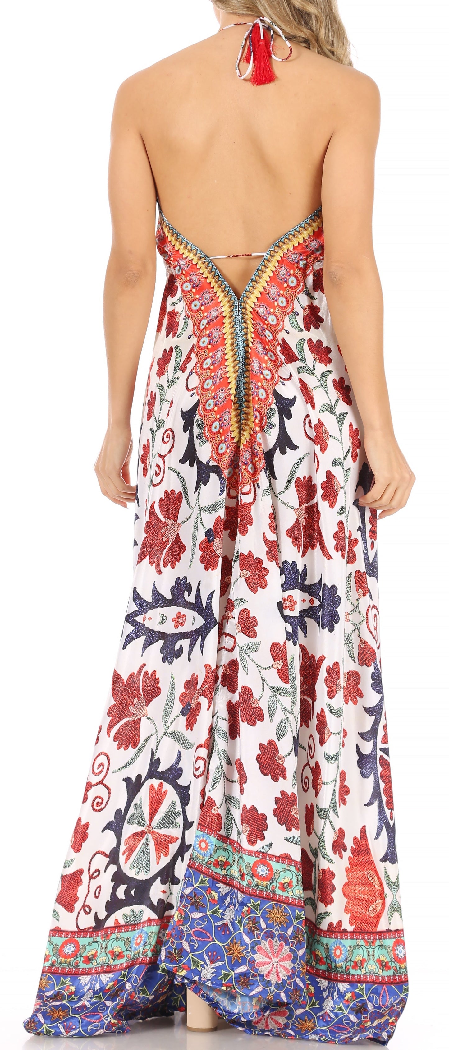 Sakkas Lizi Womens Maxi High-low Halter Handkerchief Long Dress Beach Party - Concordia Style Boutique