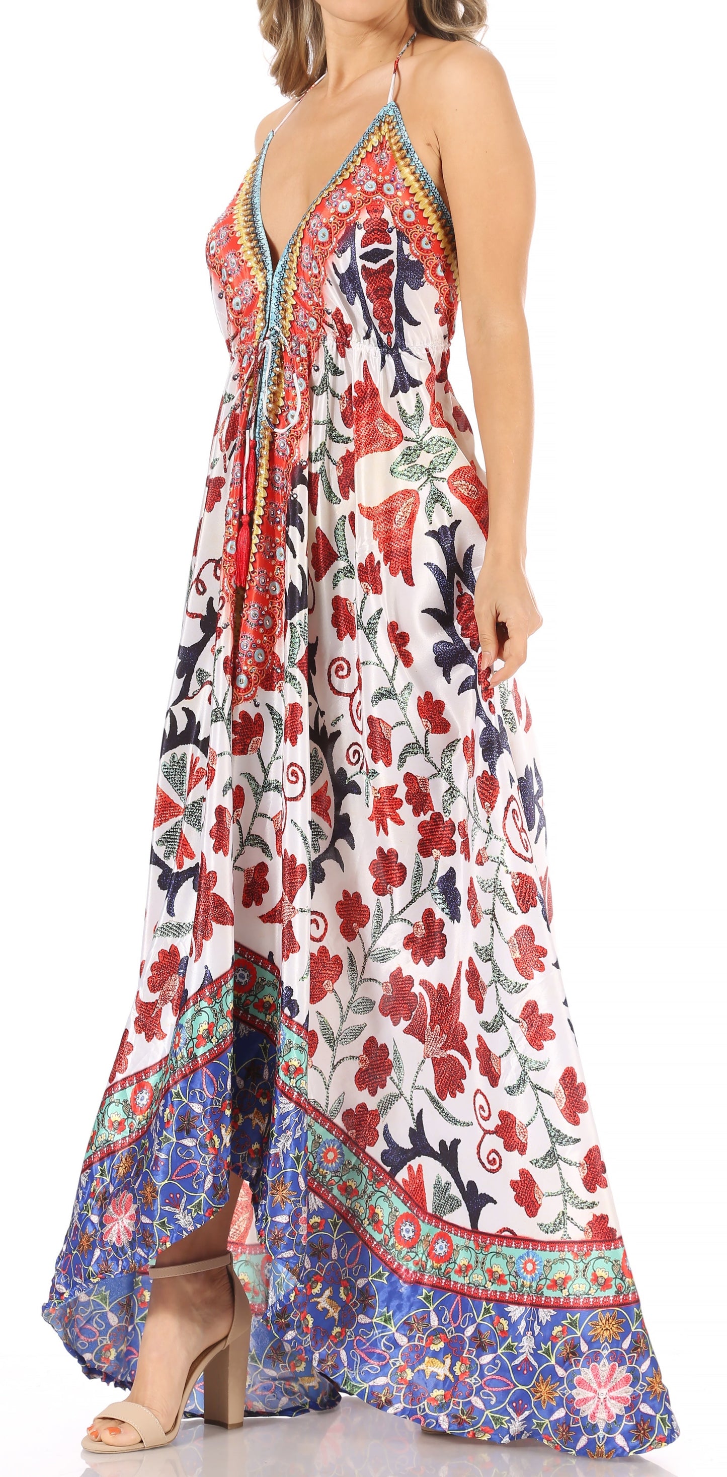 Sakkas Lizi Womens Maxi High-low Halter Handkerchief Long Dress Beach Party - Concordia Style Boutique