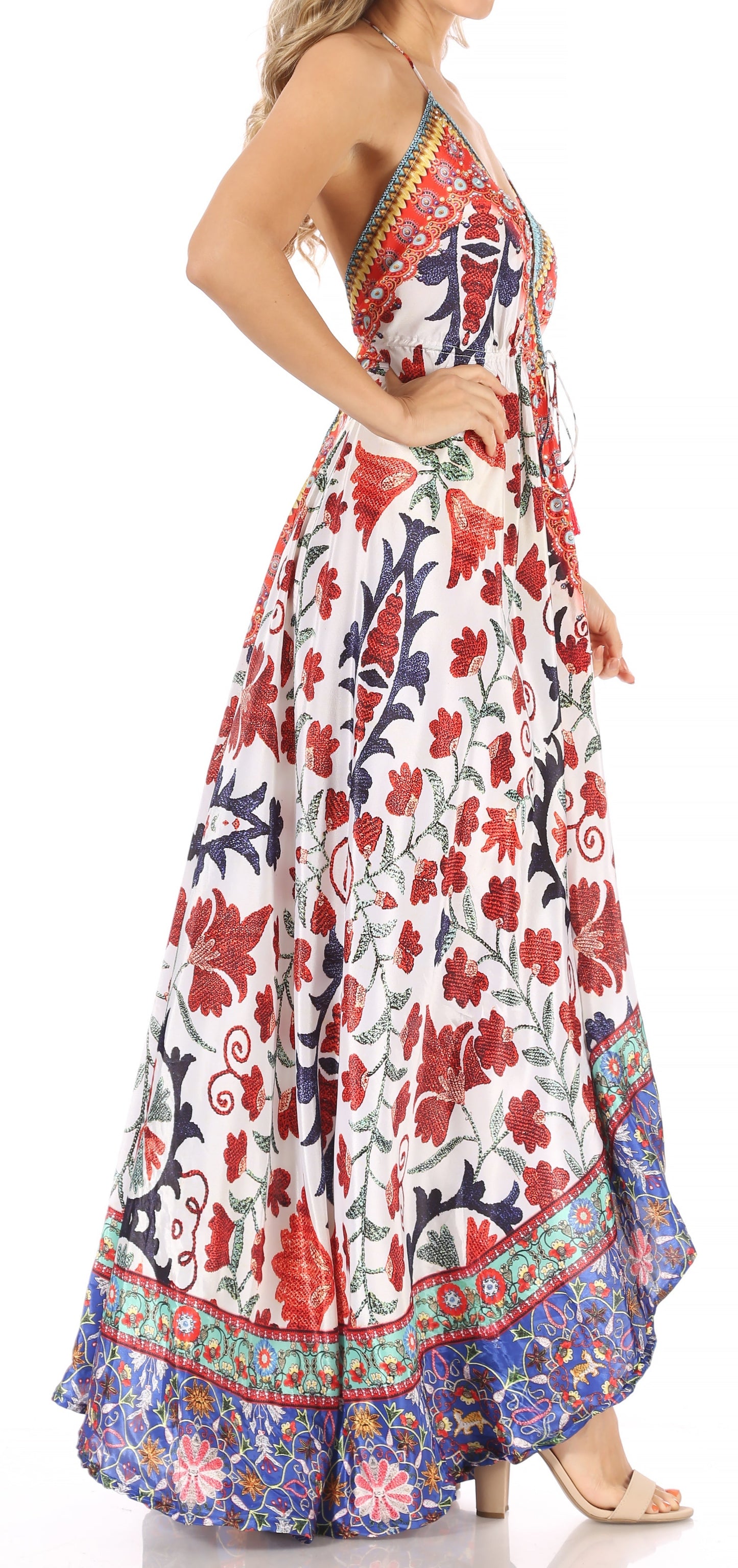 Sakkas Lizi Womens Maxi High-low Halter Handkerchief Long Dress Beach Party - Concordia Style Boutique