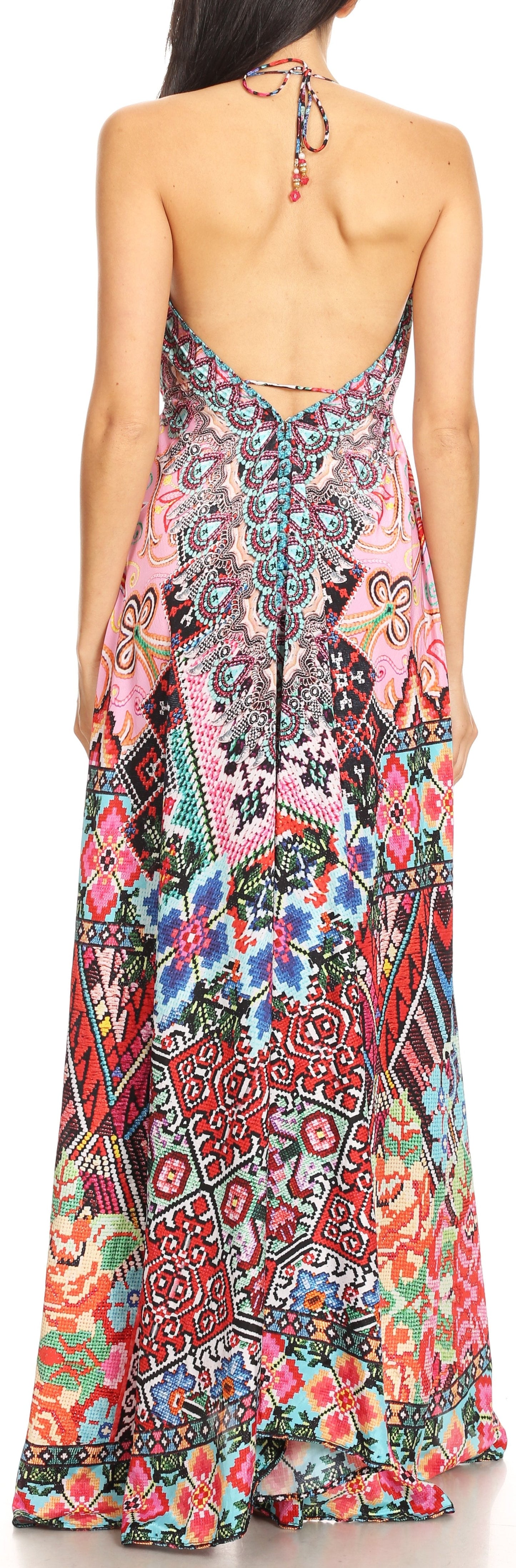 Sakkas Lizi Womens Maxi High-low Halter Handkerchief Long Dress Beach Party - Concordia Style Boutique