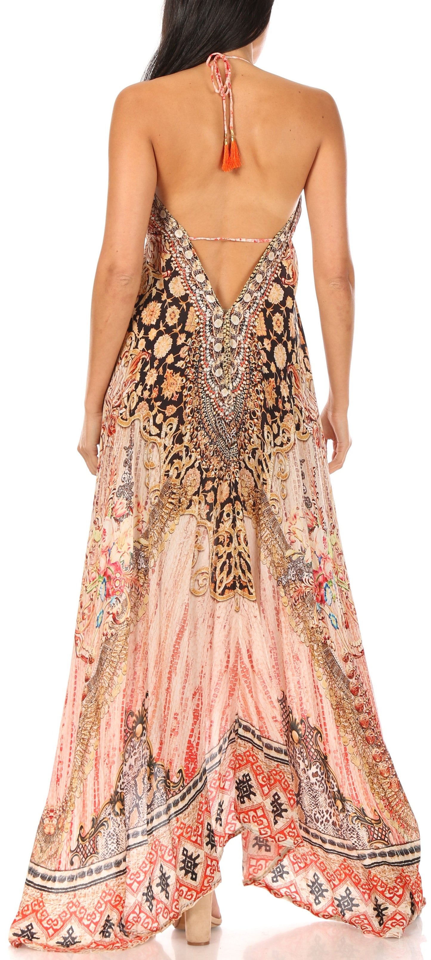 Sakkas Lizi Womens Maxi High-low Halter Handkerchief Long Dress Beach Party - Concordia Style Boutique