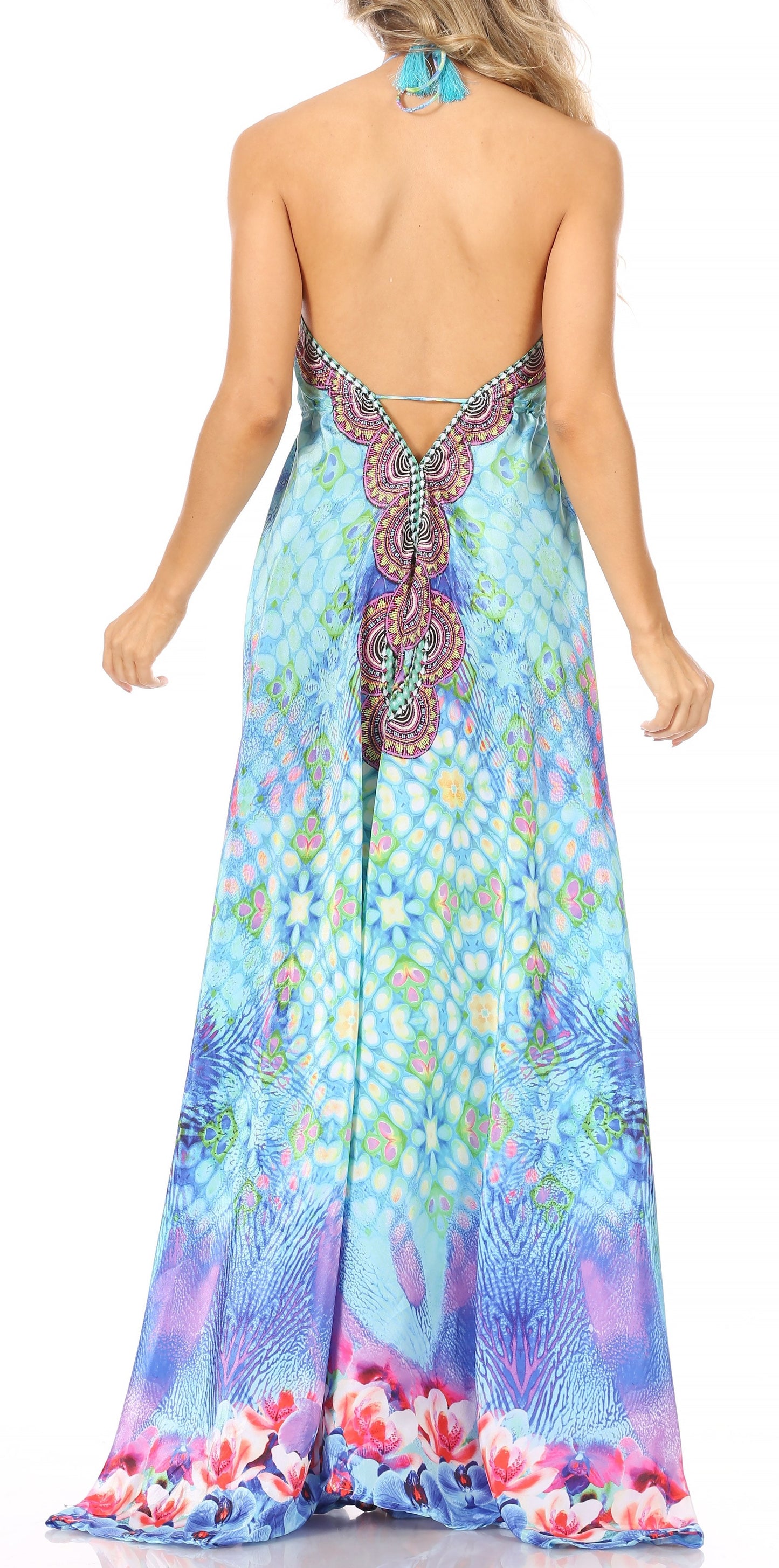 Sakkas Lizi Womens Maxi High-low Halter Handkerchief Long Dress Beach Party - Concordia Style Boutique