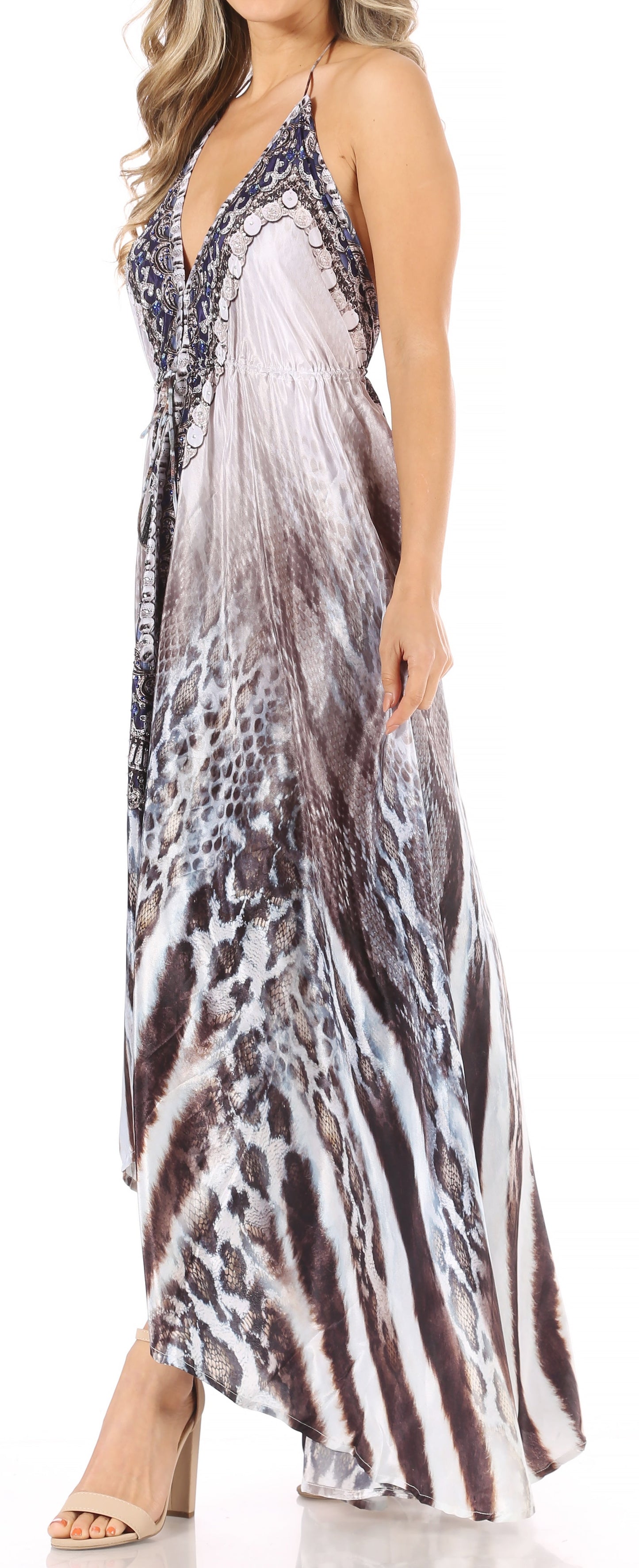 Sakkas Lizi Womens Maxi High-low Halter Handkerchief Long Dress Beach Party - Concordia Style Boutique