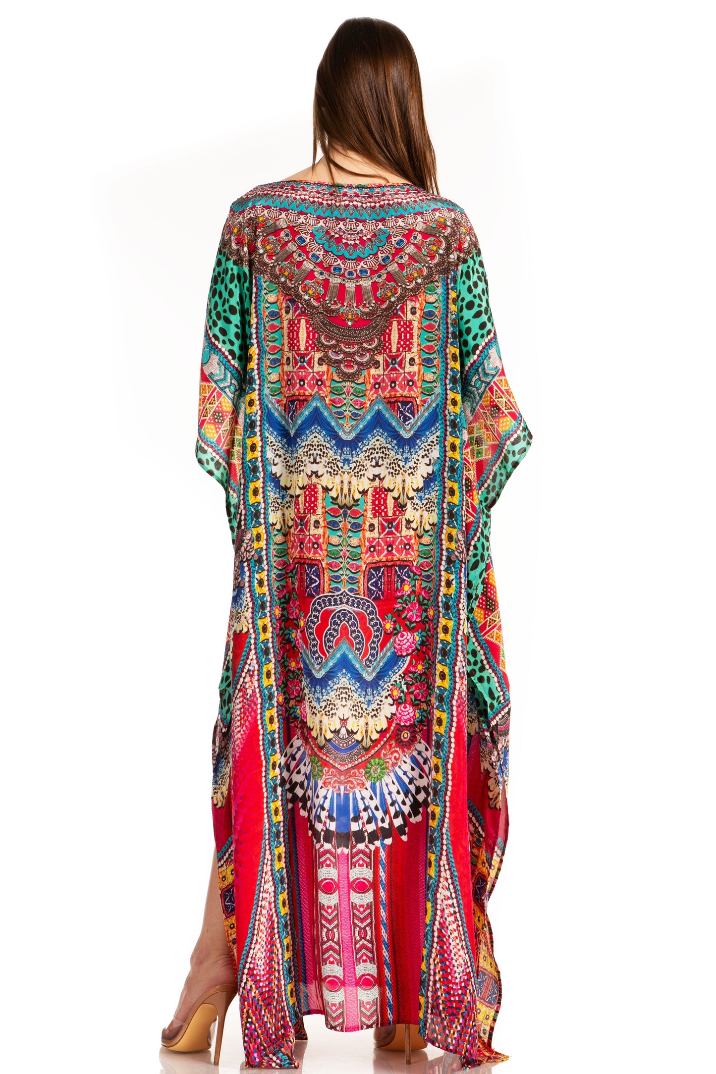 Sakkas Jabari Women's Maxi Short Sleeve Long Beach Kaftan Dress Boho Loose Gown - Concordia Style Boutique